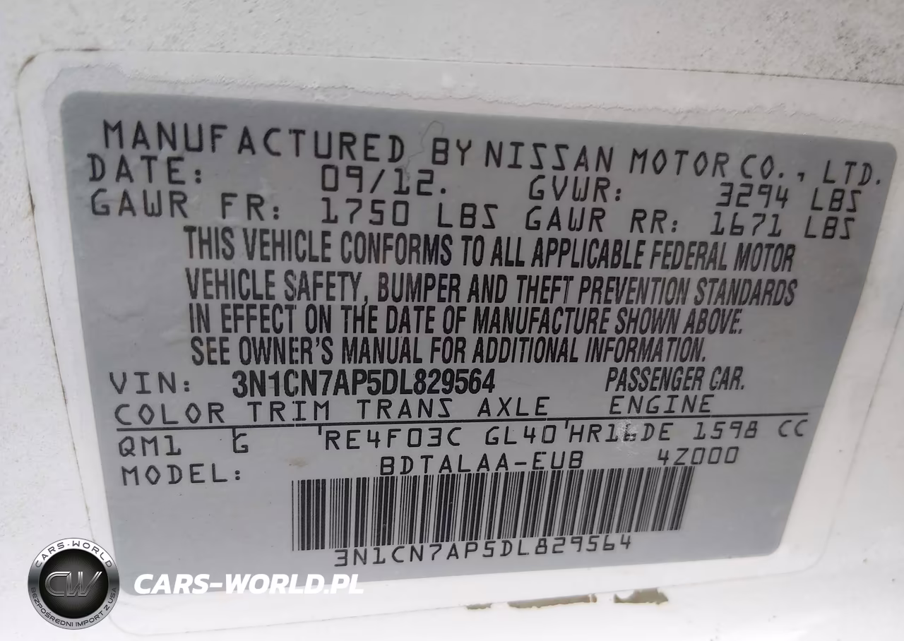 2013 Nissan Versa S VIN:3N1CN7AP5DL829564 - 9