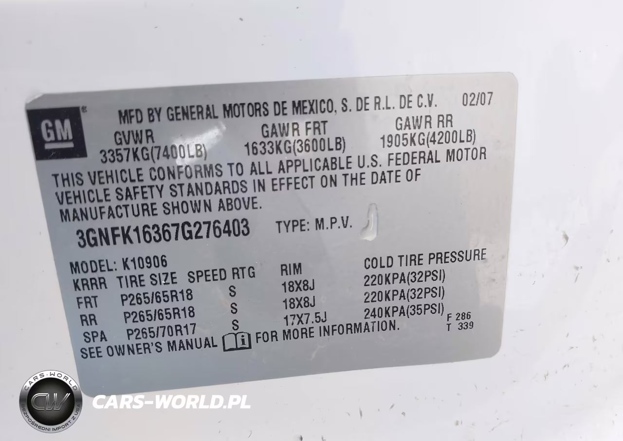 2007 Chevrolet Suburban Lt VIN:3GNFK16367G276403 - 9