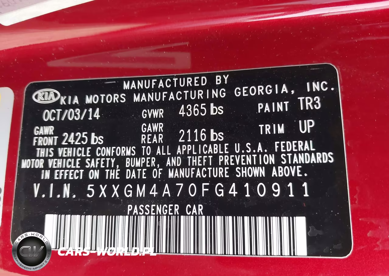2015 Kia Optima Lx VIN:5XXGM4A70FG410911 - 9