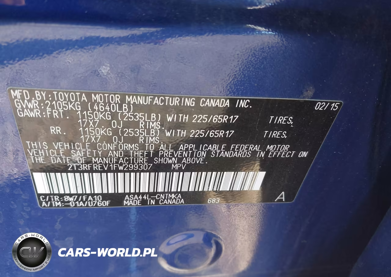 2015 Toyota Rav4 Xle VIN:2T3RFREV1FW299307 - 9