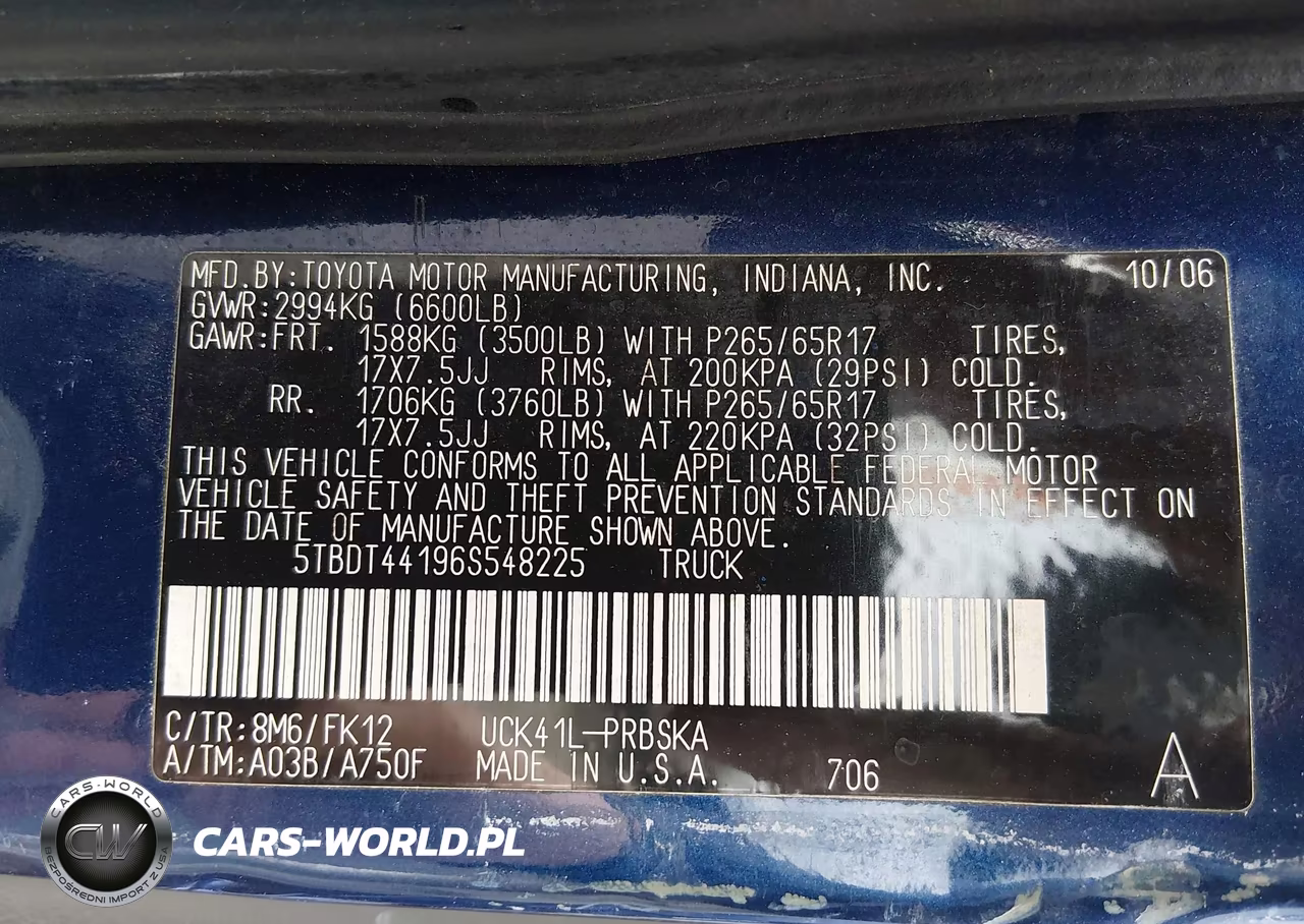 2006 Toyota Tundra Sr5 V8 VIN:5TBDT44196S548225 - 9