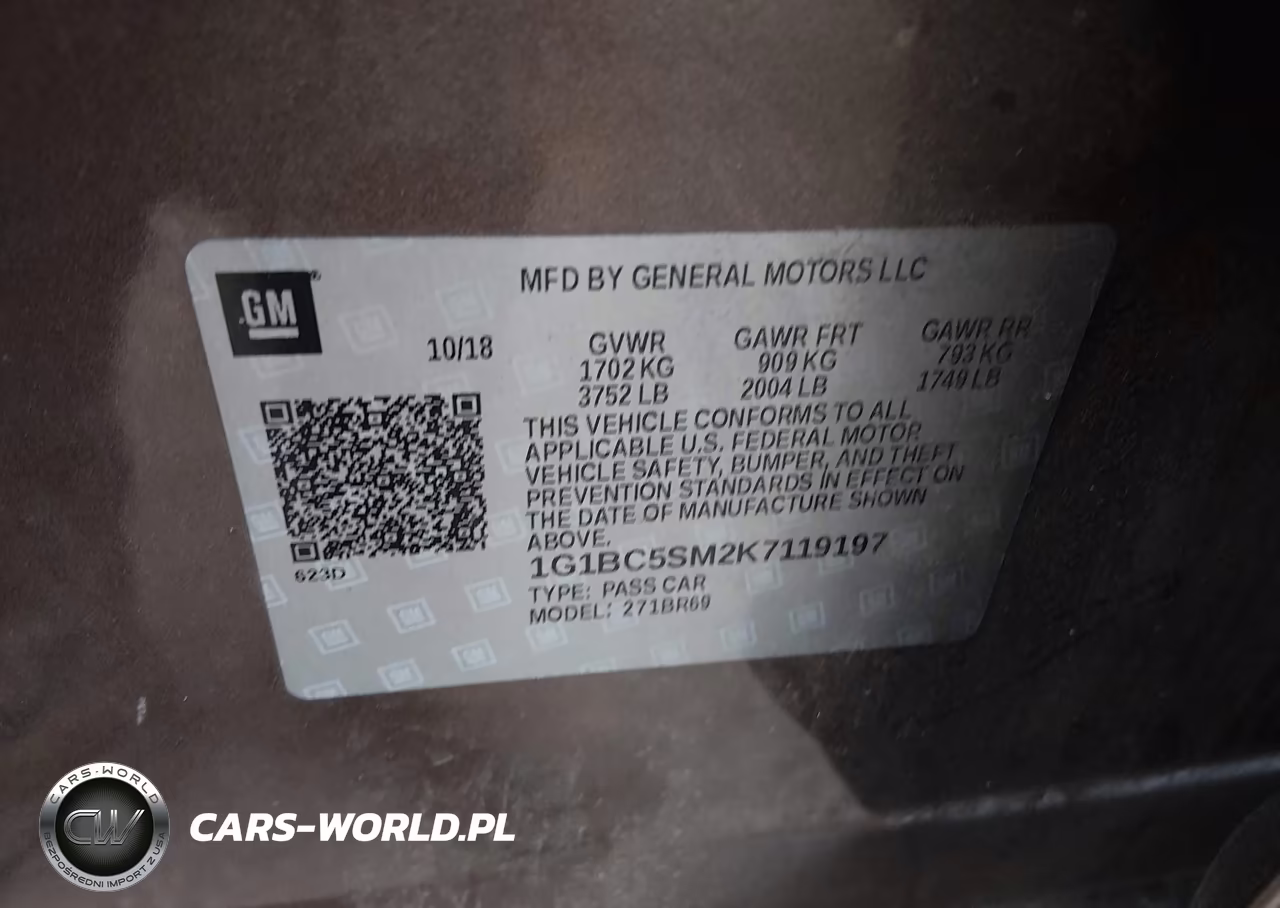 2019 Chevrolet Cruze Ls VIN:1G1BC5SM2K7119197 - 9