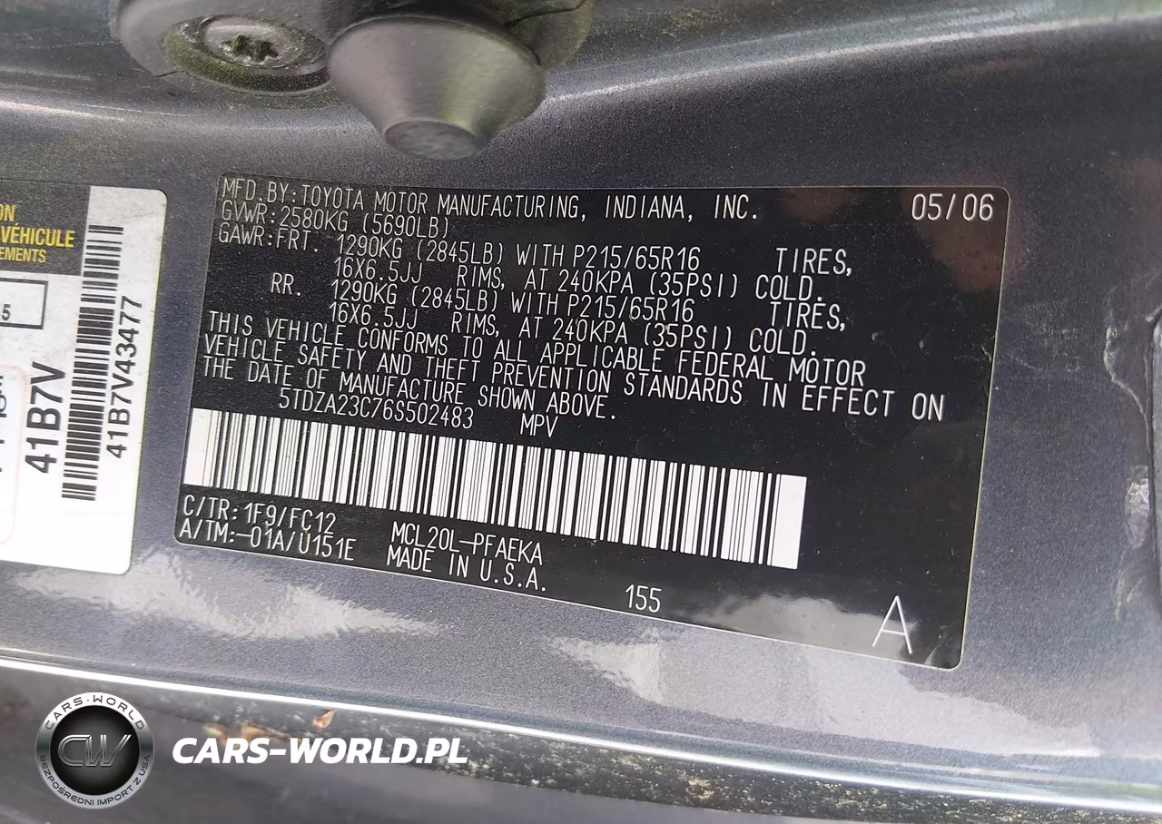 2006 Toyota Sienna Le VIN:5TDZA23C76S502483 - 9