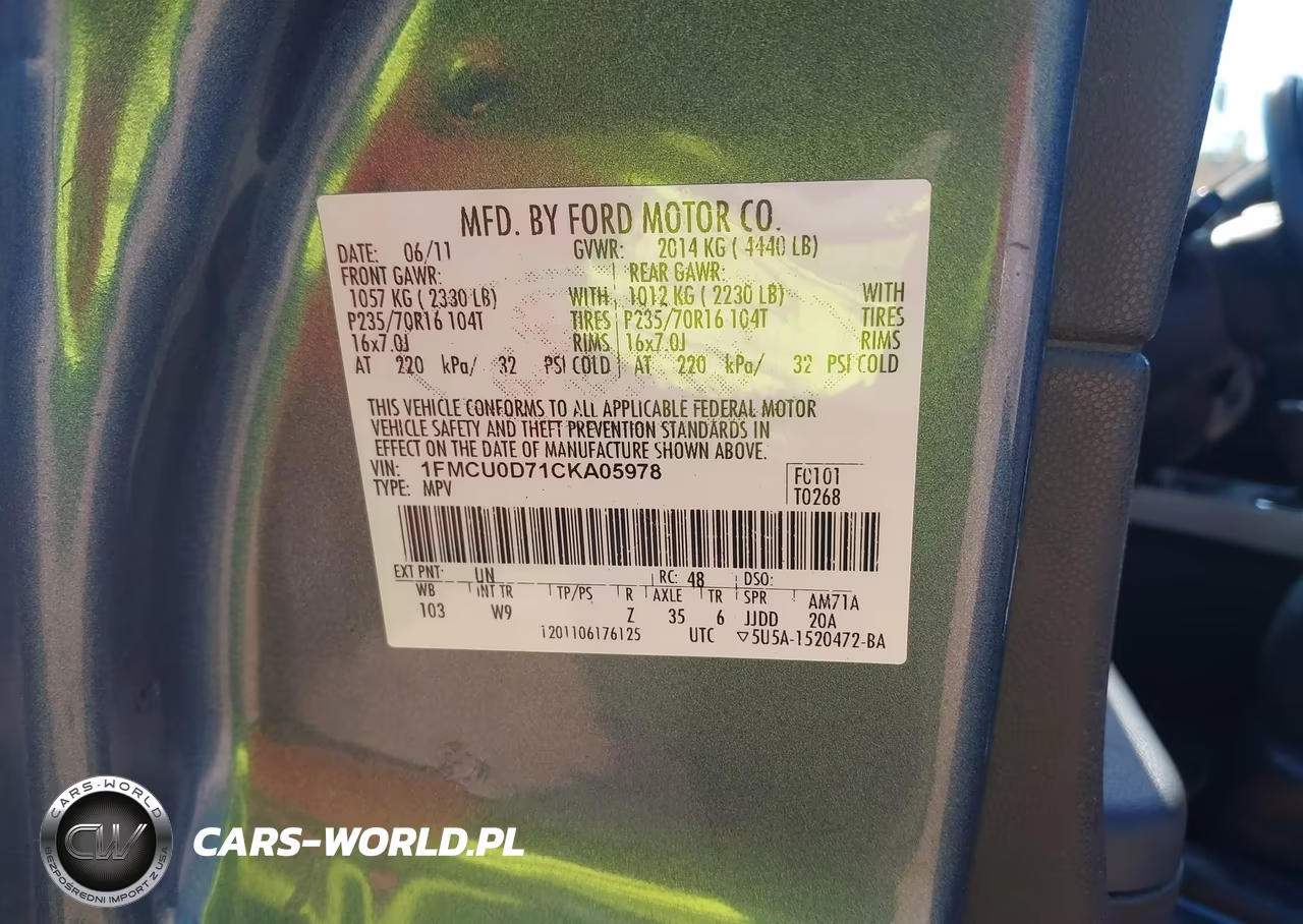2012 Ford Escape Xlt VIN:1FMCU0D71CKA05978 - 9