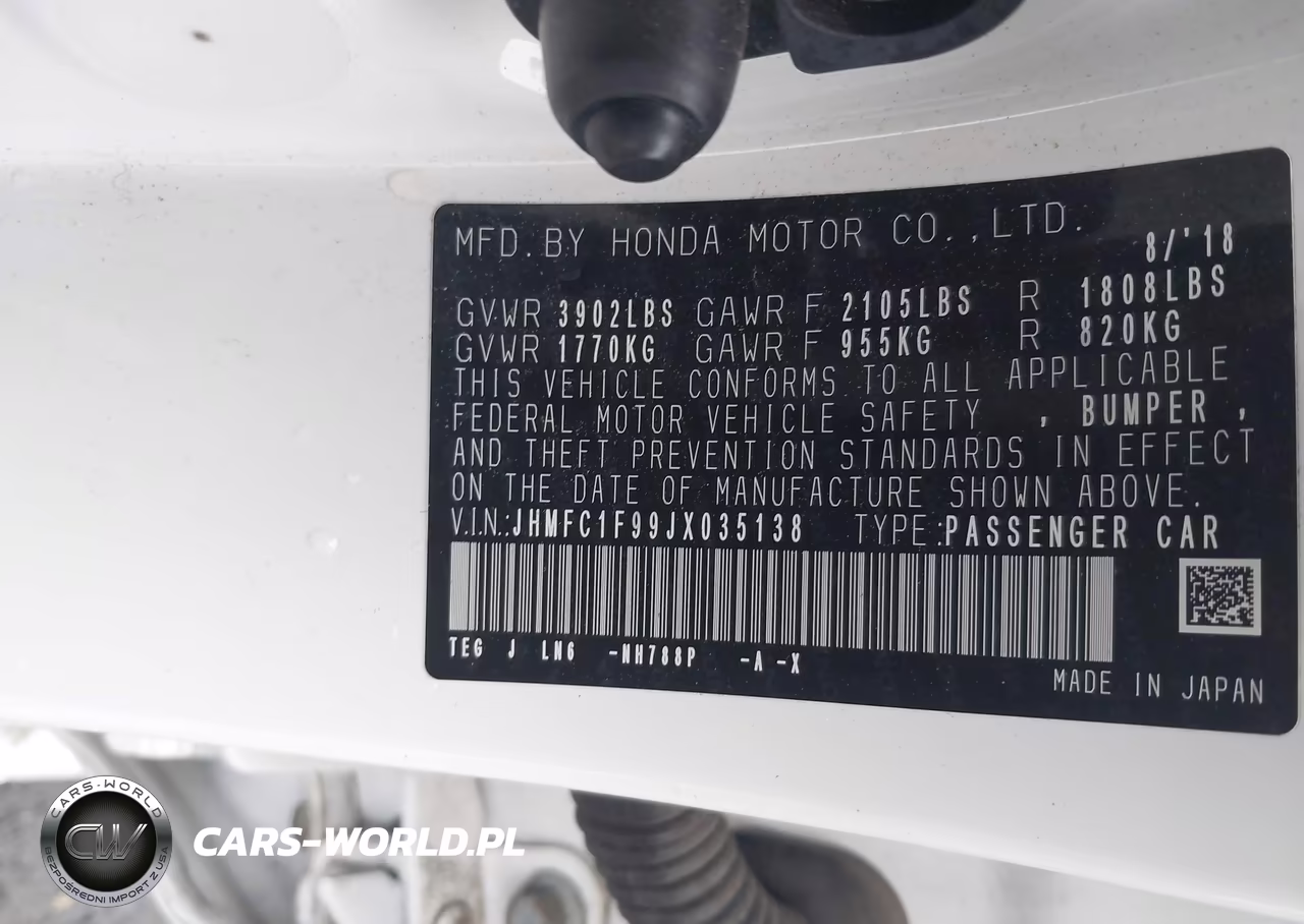 2018 Honda Civic Touring VIN:JHMFC1F99JX035138 - 9
