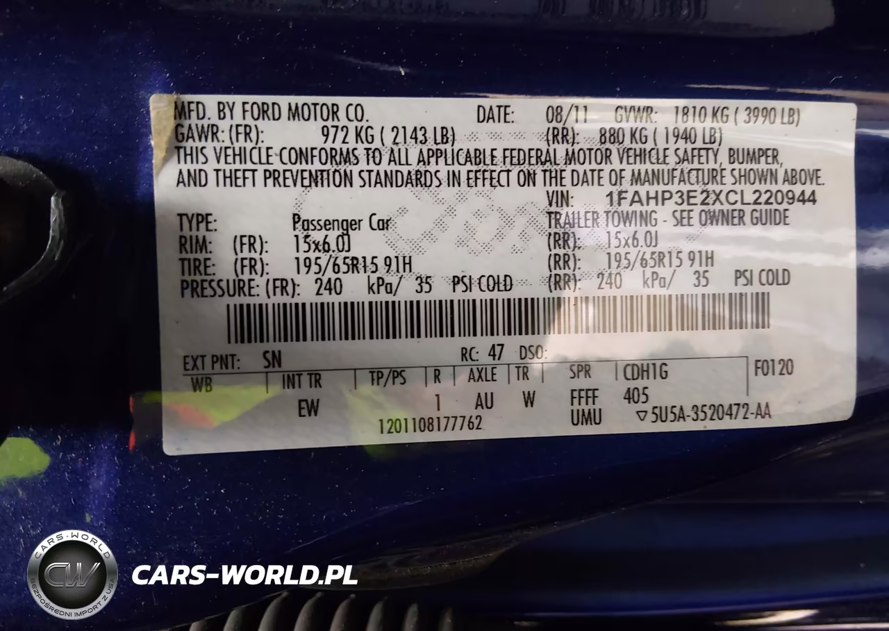 2012 Ford Focus S VIN:1FAHP3E2XCL220944 - 9