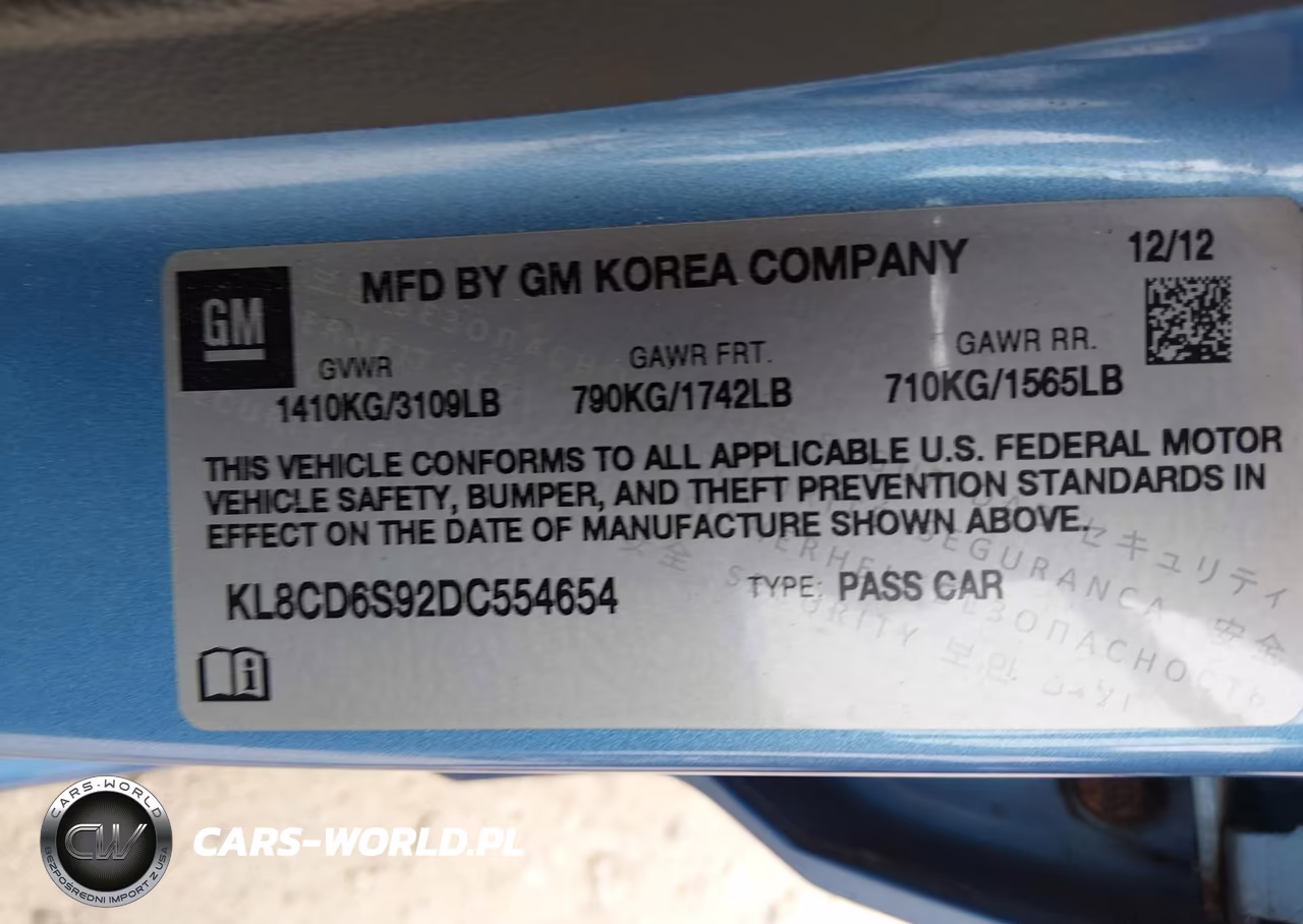 2013 Chevrolet Spark 1Lt Auto VIN:KL8CD6S92DC554654 - 9