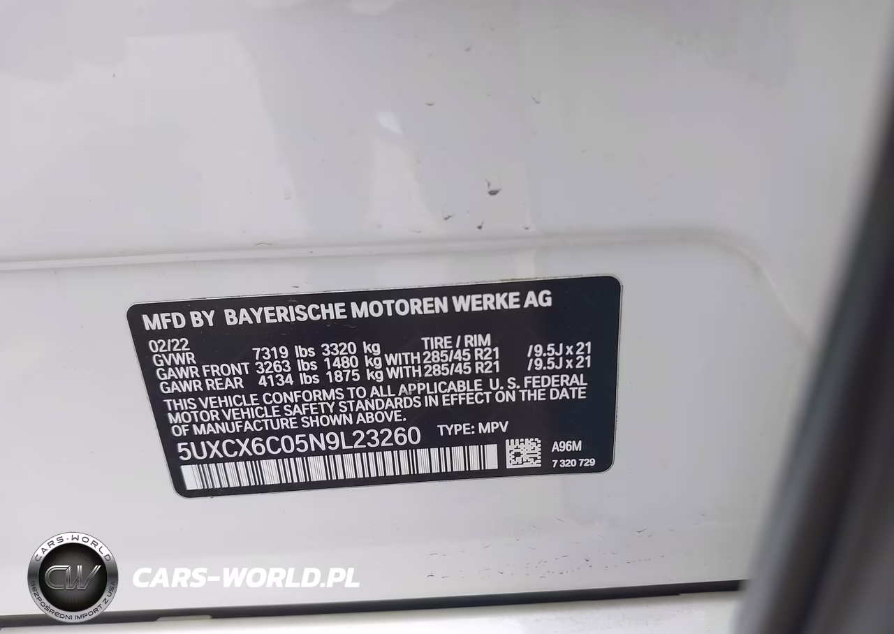 2022 BMW X7 M50I VIN:5UXCX6C05N9L23260 - 9