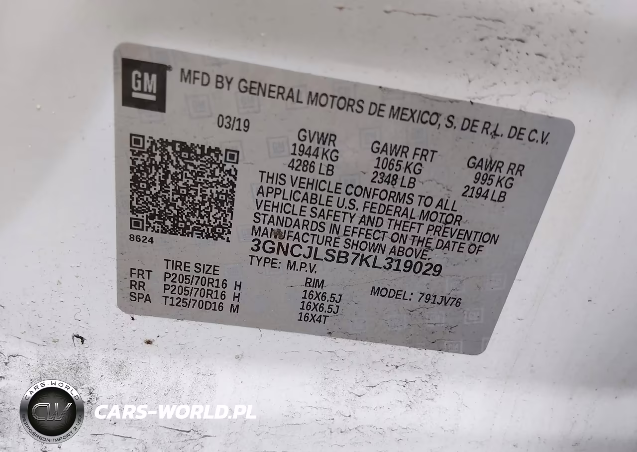 2019 Chevrolet Trax Lt VIN:3GNCJLSB7KL319029 - 9