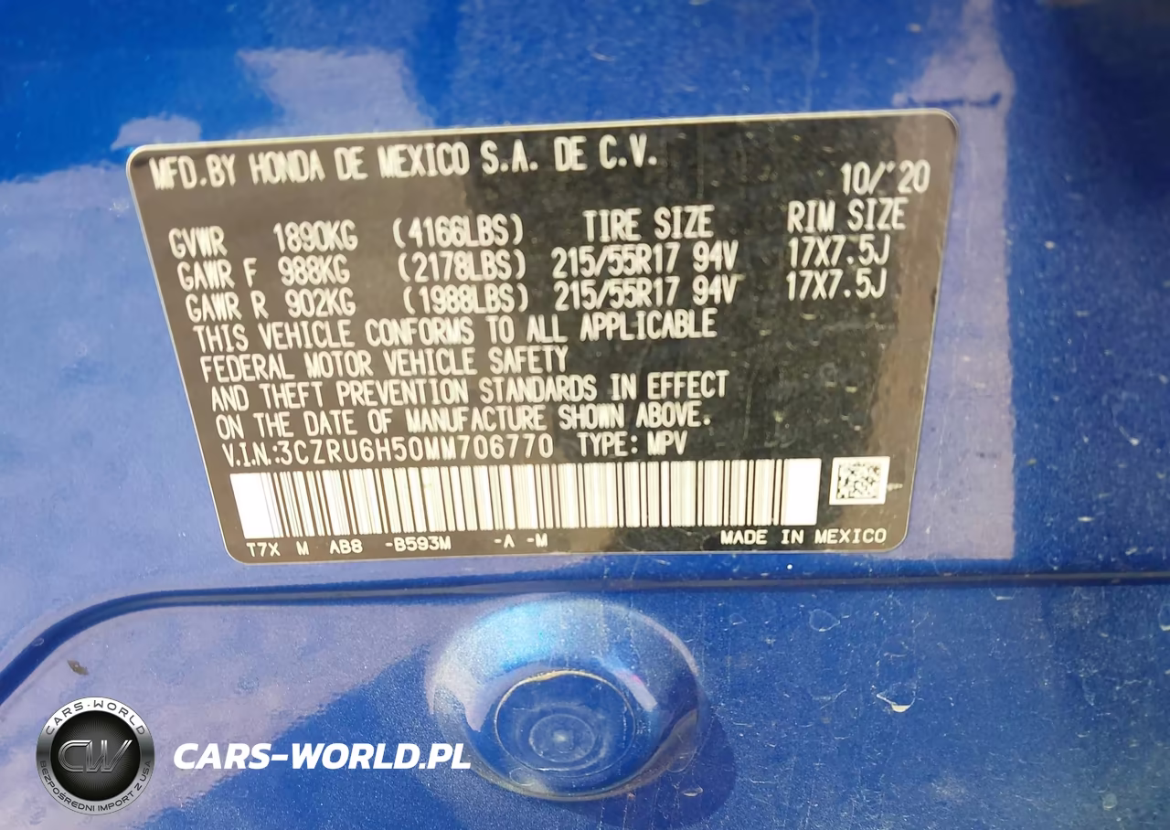 2021 Honda Hr-V Awd Ex VIN:3CZRU6H50MM706770 - 9