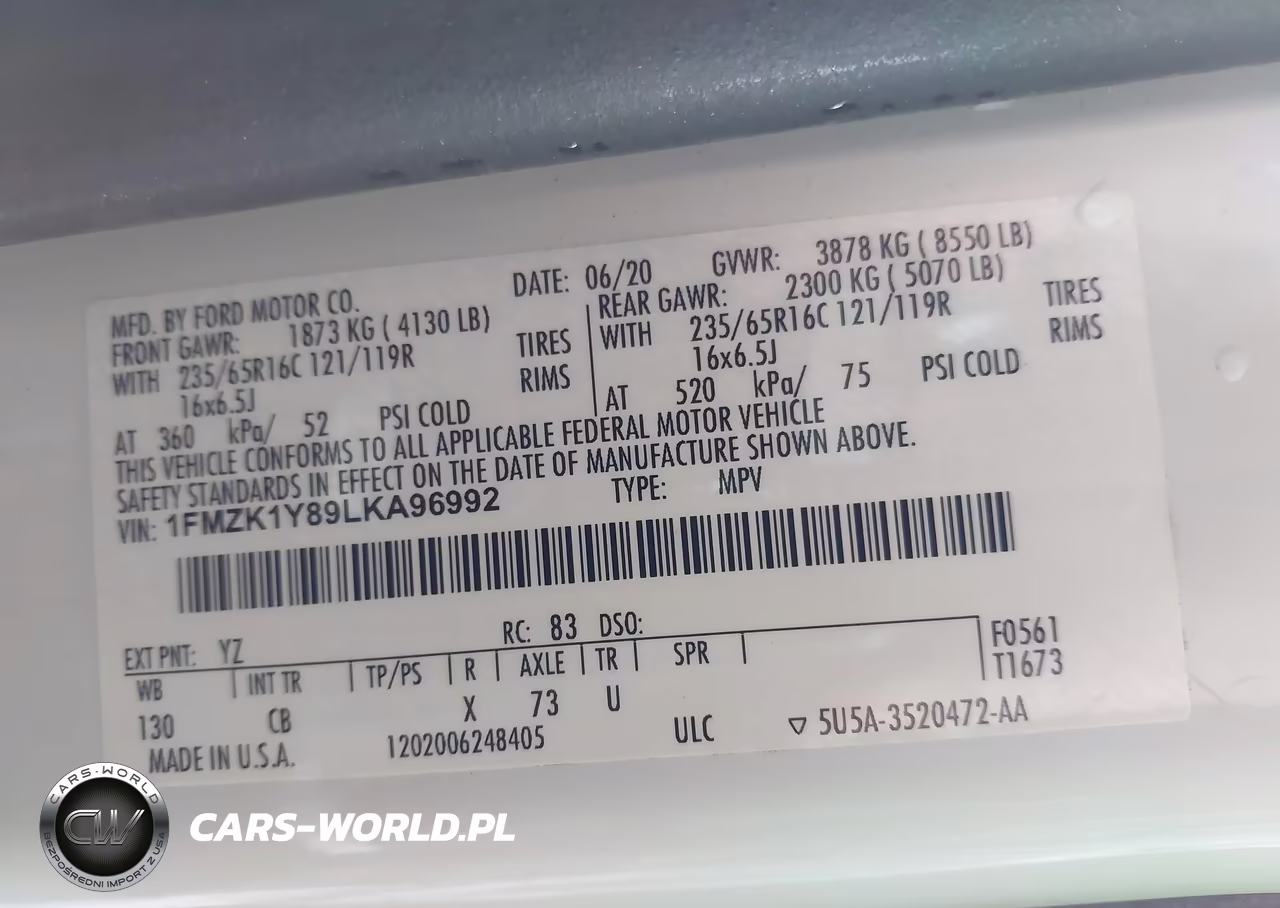 2020 Ford Transit-150 Passenger Van Xl VIN:1FMZK1Y89LKA96992 - 9