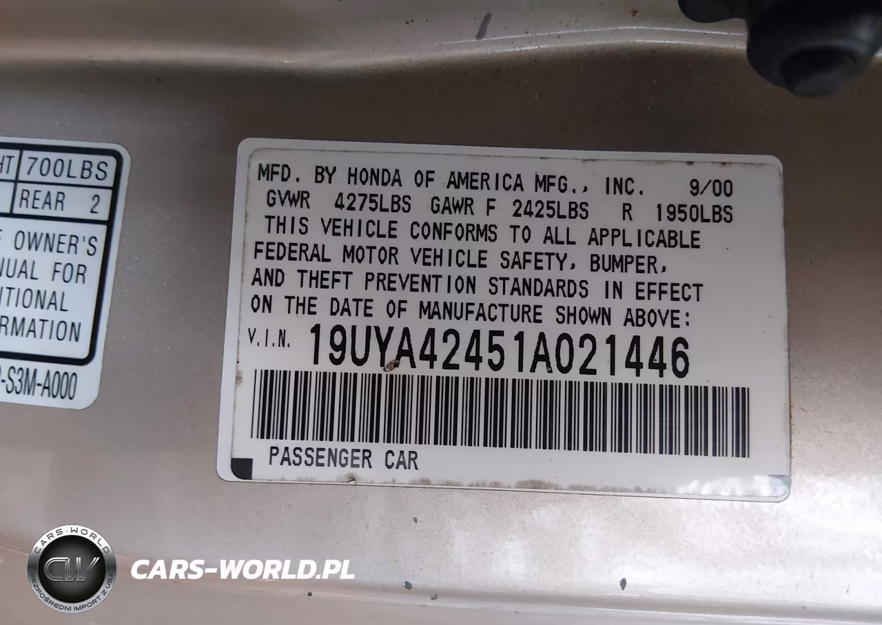 2001 Acura Cl 3.2 VIN:19UYA42451A021446 - 9