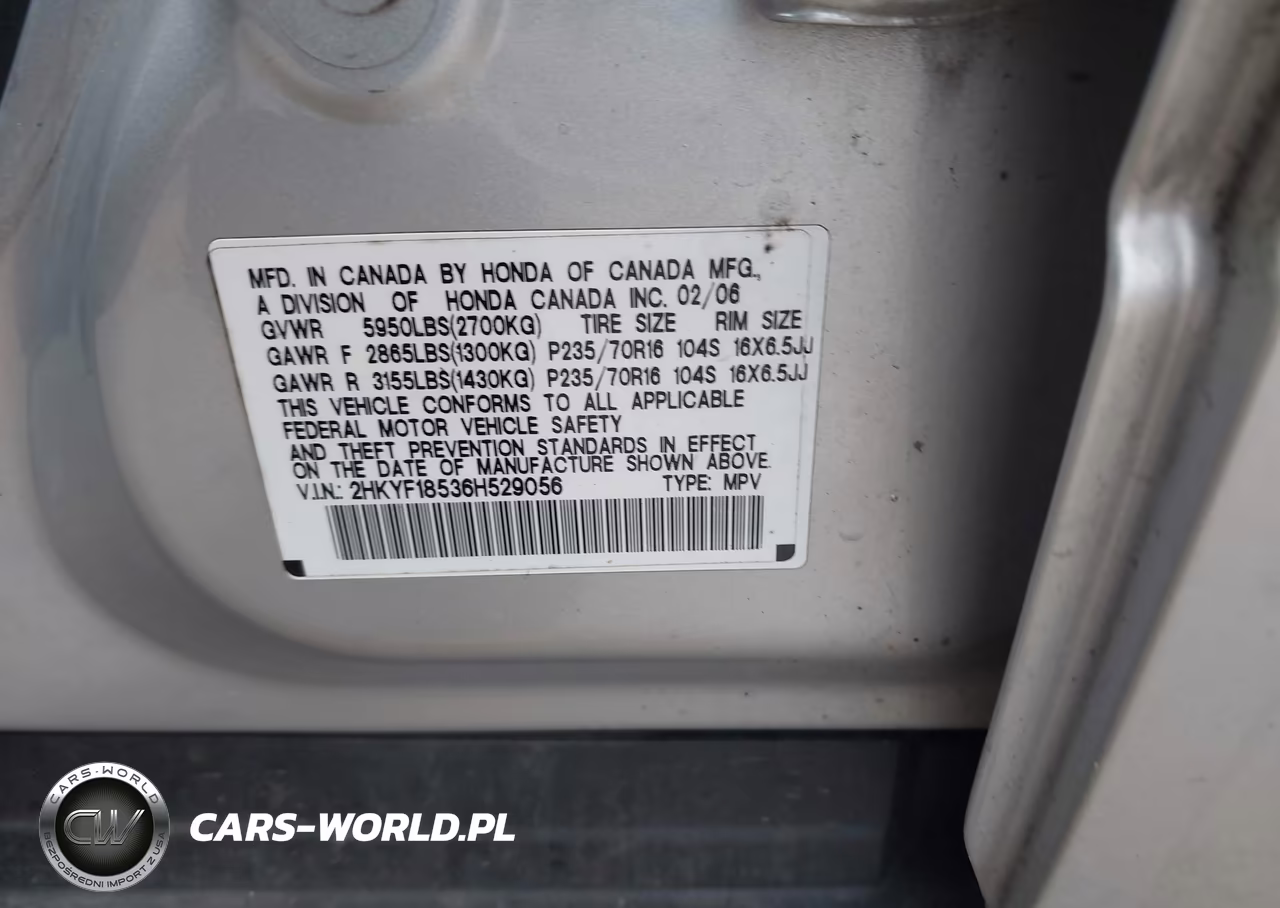 2006 Honda Pilot Ex-L VIN:2HKYF18536H529056 - 9