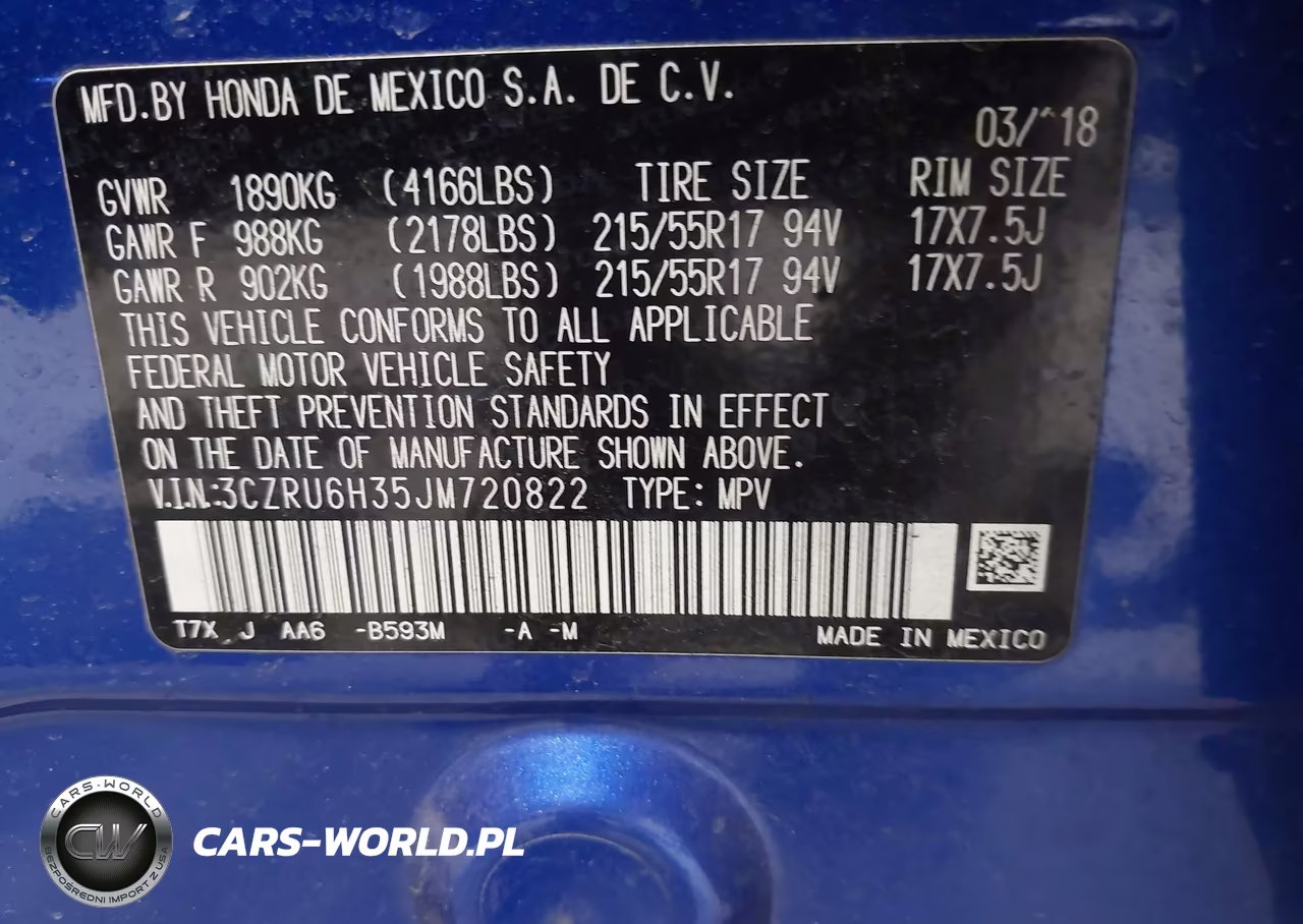 2018 Honda Hr-V Lx VIN:3CZRU6H35JM720822 - 9
