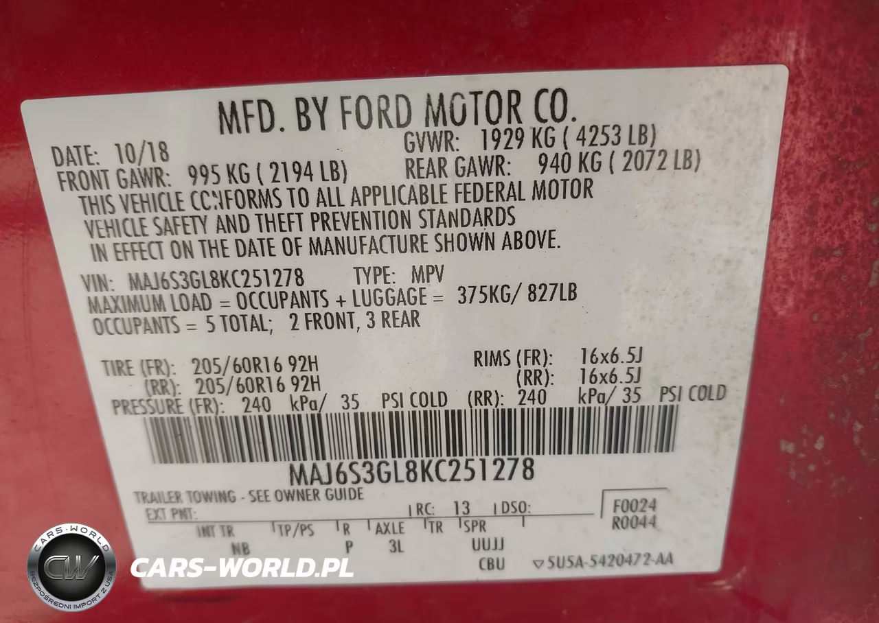 2019 Ford Ecosport Se VIN:MAJ6S3GL8KC251278 - 9