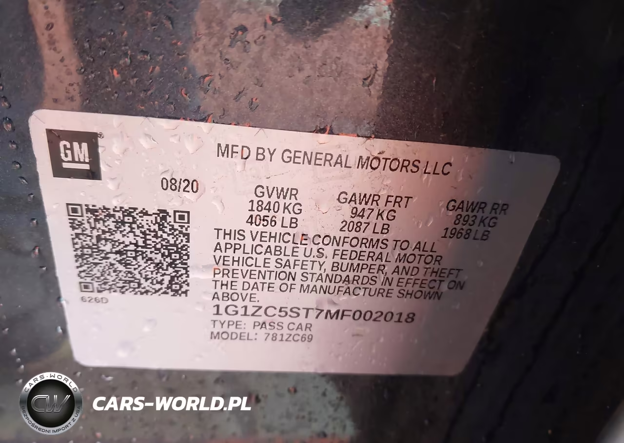 2021 Chevrolet Malibu Fwd 1Fl VIN:1G1ZC5ST7MF002018 - 9