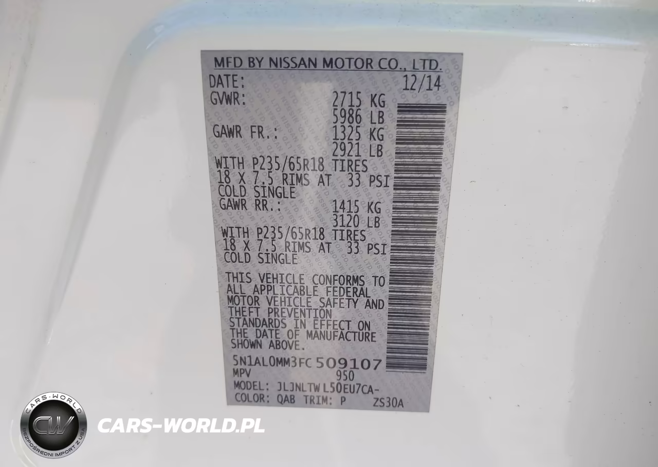 2015 Infiniti Qx60 VIN:5N1AL0MM3FC509107 - 9