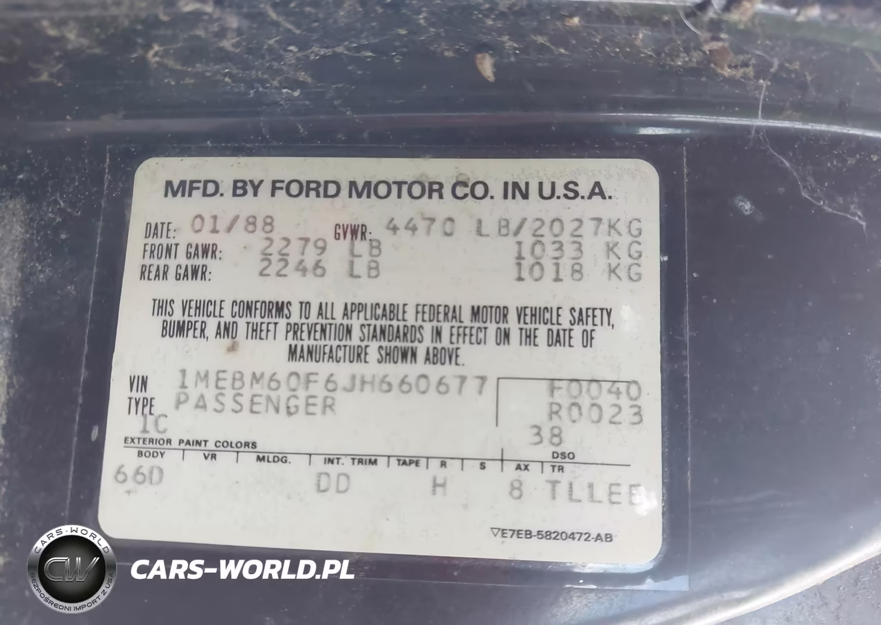 1988 Mercury Cougar Ls VIN:1MEBM60F6JH660677 - 9
