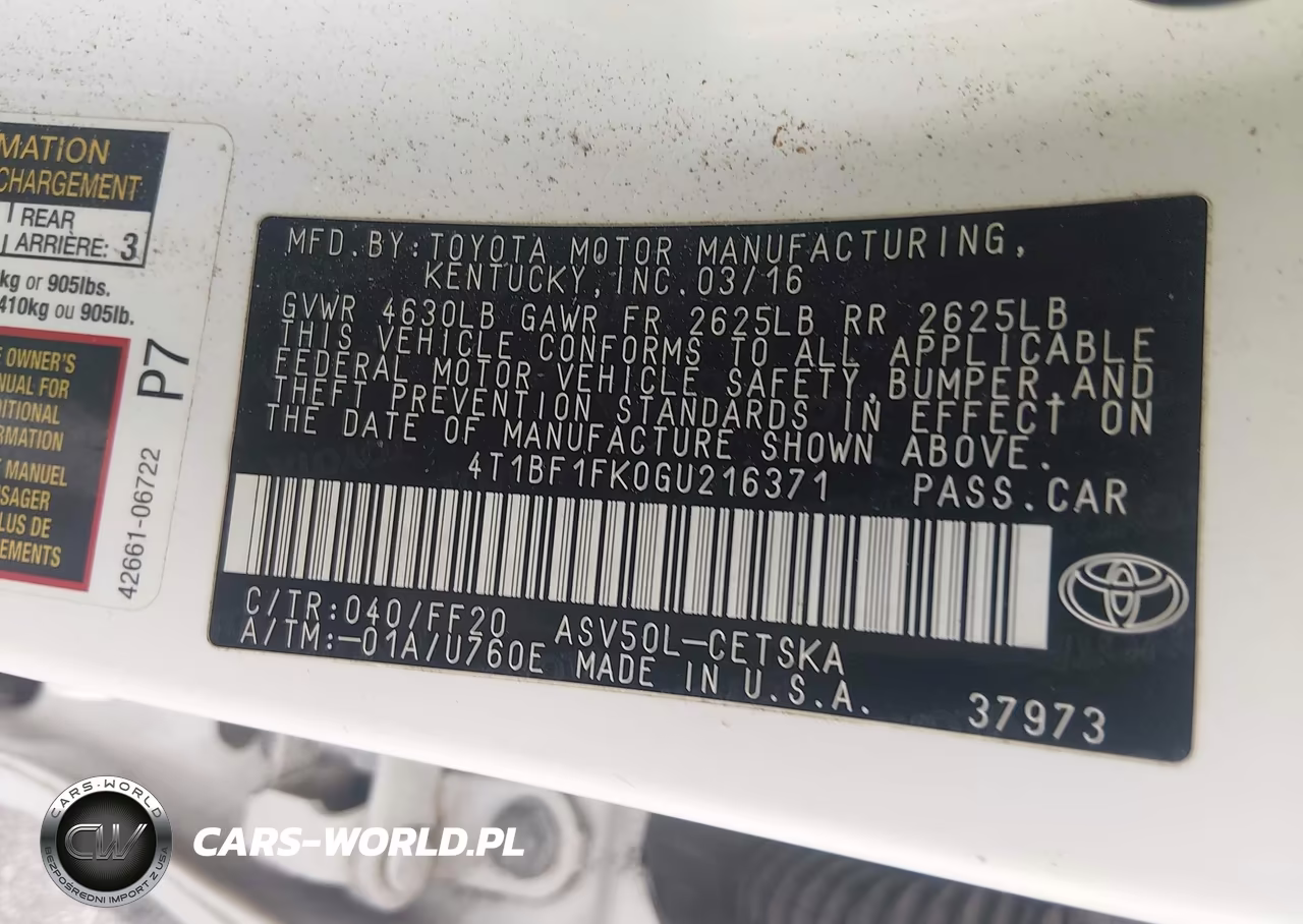 2016 Toyota Camry Se VIN:4T1BF1FK0GU216371 - 9