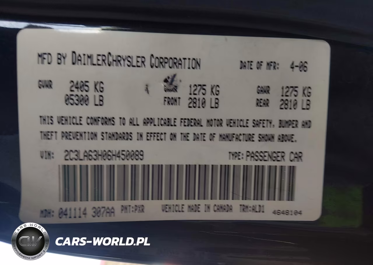 2006 Chrysler 300C VIN:2C3LA63H06H450089 - 9