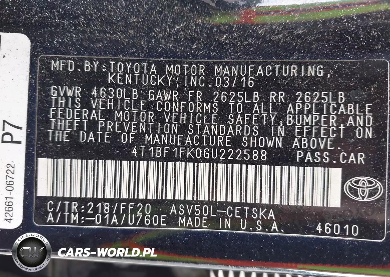 2016 Toyota Camry Se VIN:4T1BF1FK0GU222588 - 9