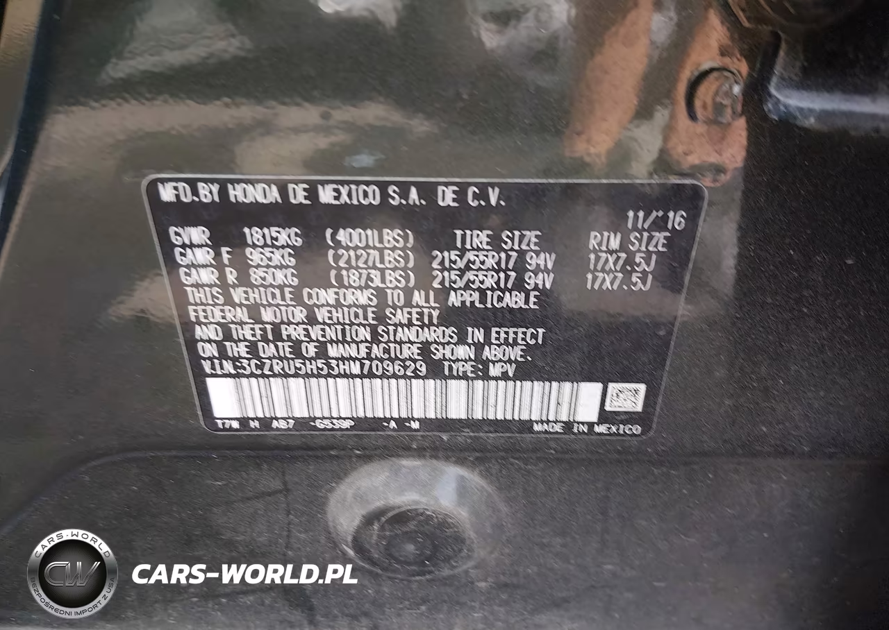 2017 Honda Hr-V Ex VIN:3CZRU5H53HM709629 - 9
