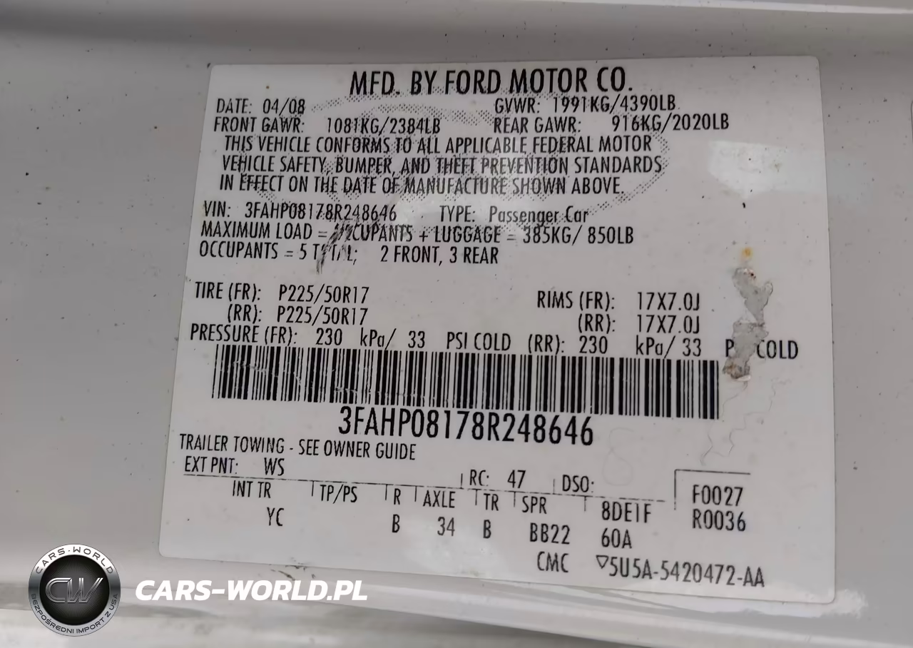 2008 Ford Fusion Sel VIN:3FAHP08178R248646 - 9