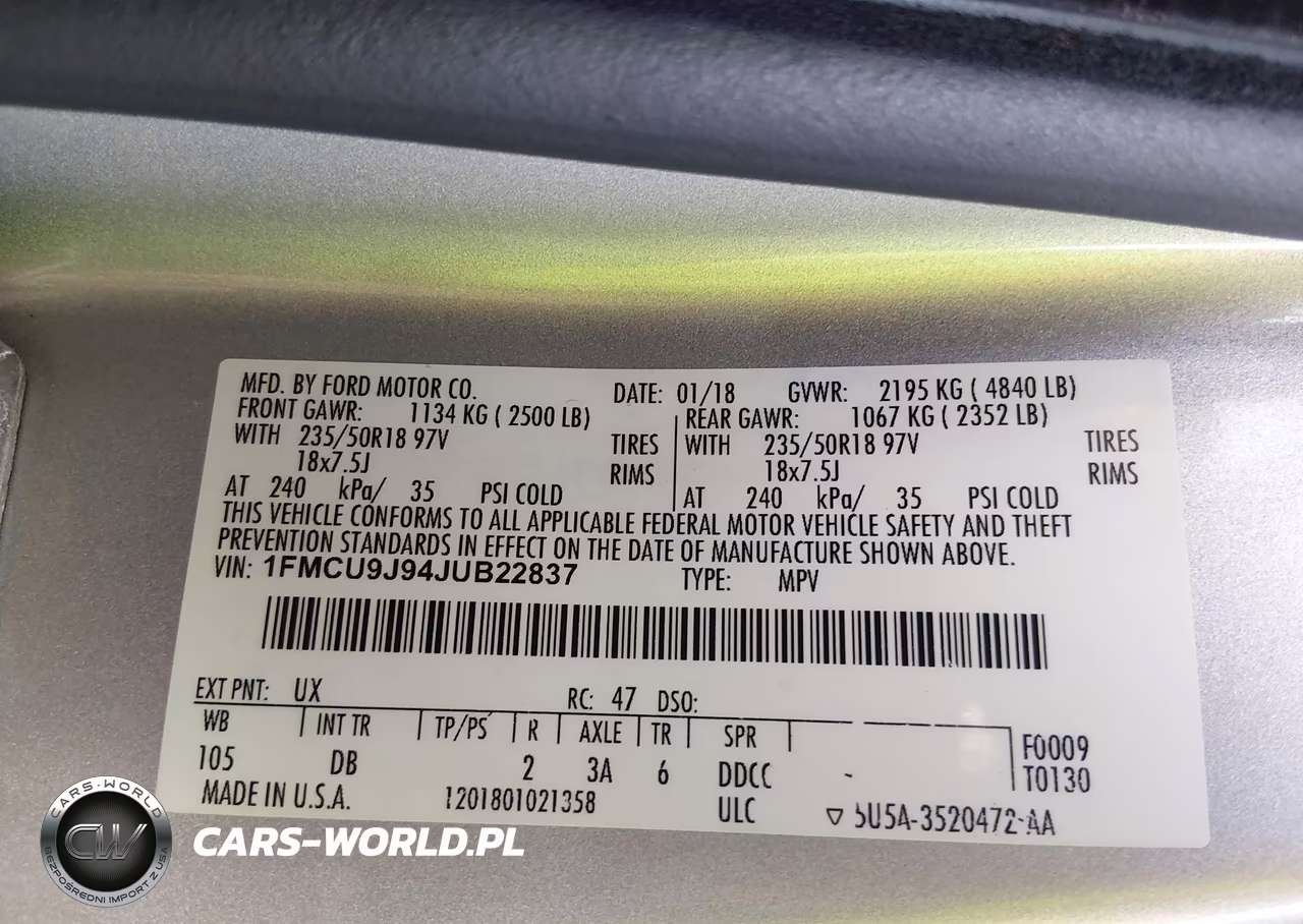 2018 Ford Escape Titanium VIN:1FMCU9J94JUB22837 - 9