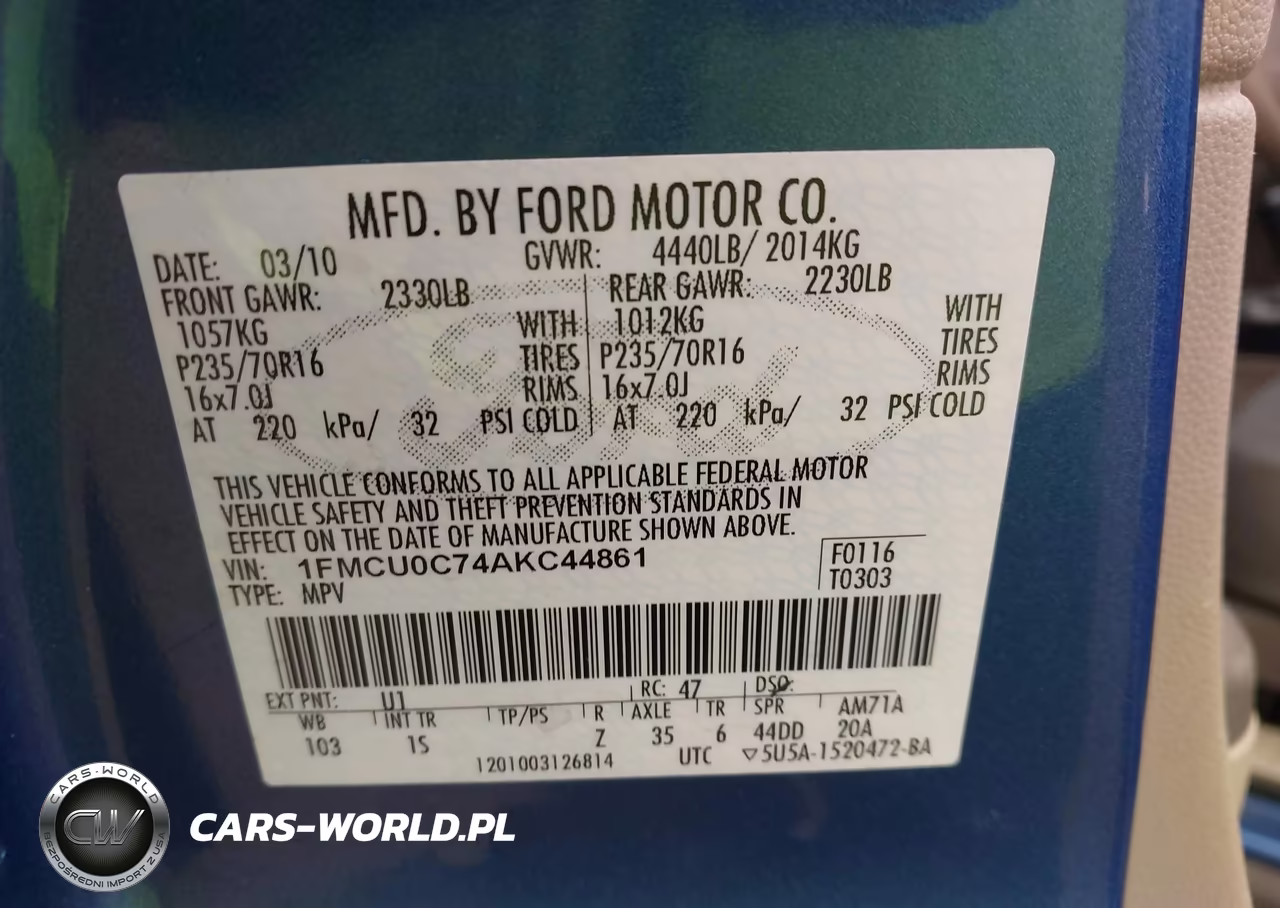 2010 Ford Escape Xls VIN:1FMCU0C74AKC44861 - 9