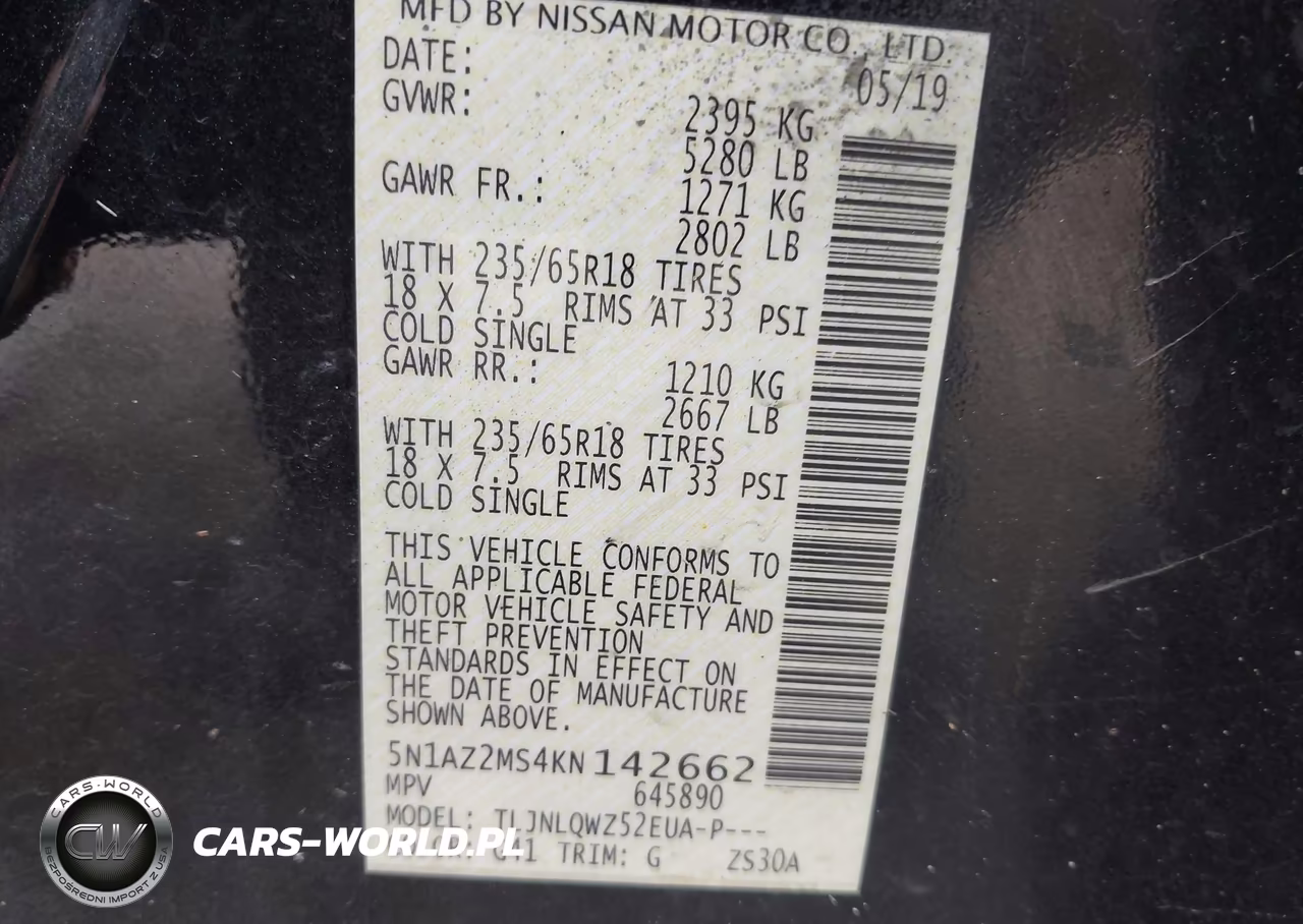 2019 Nissan Murano Sv VIN:5N1AZ2MS4KN142662 - 9