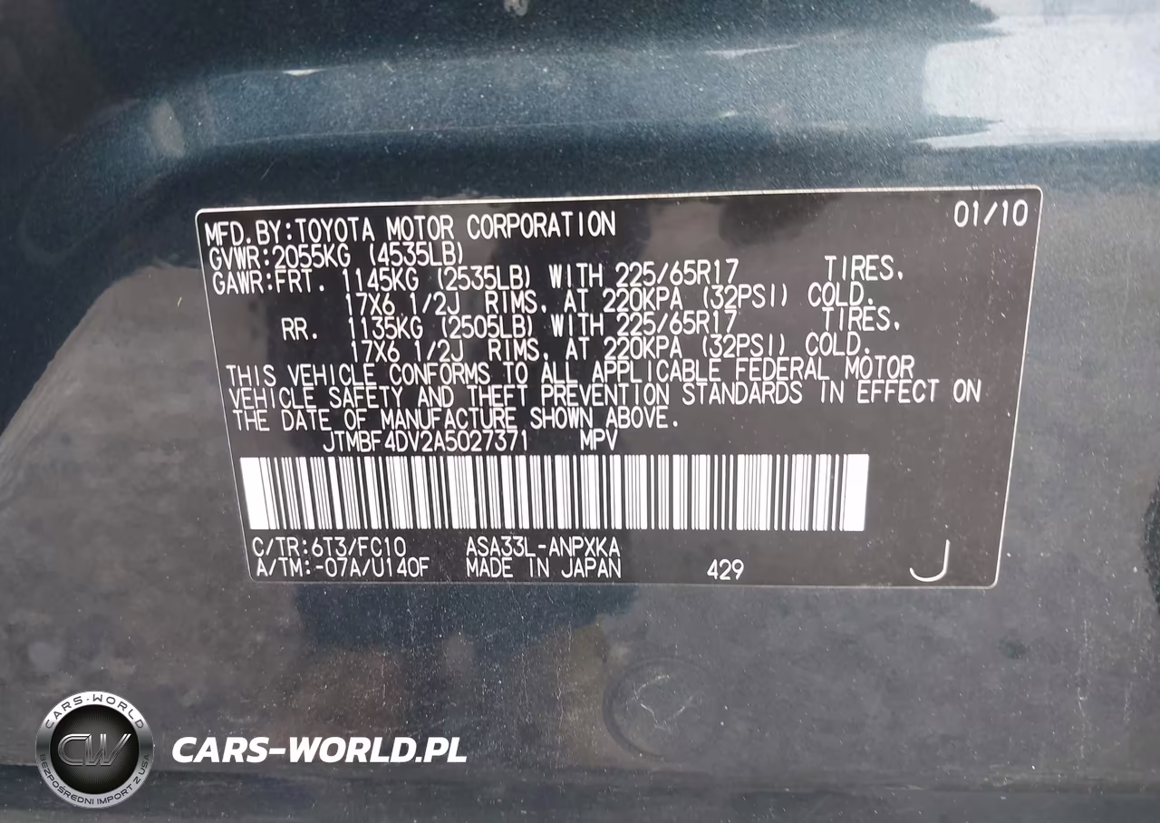 2010 Toyota Rav4 VIN:JTMBF4DV2A5027371 - 9