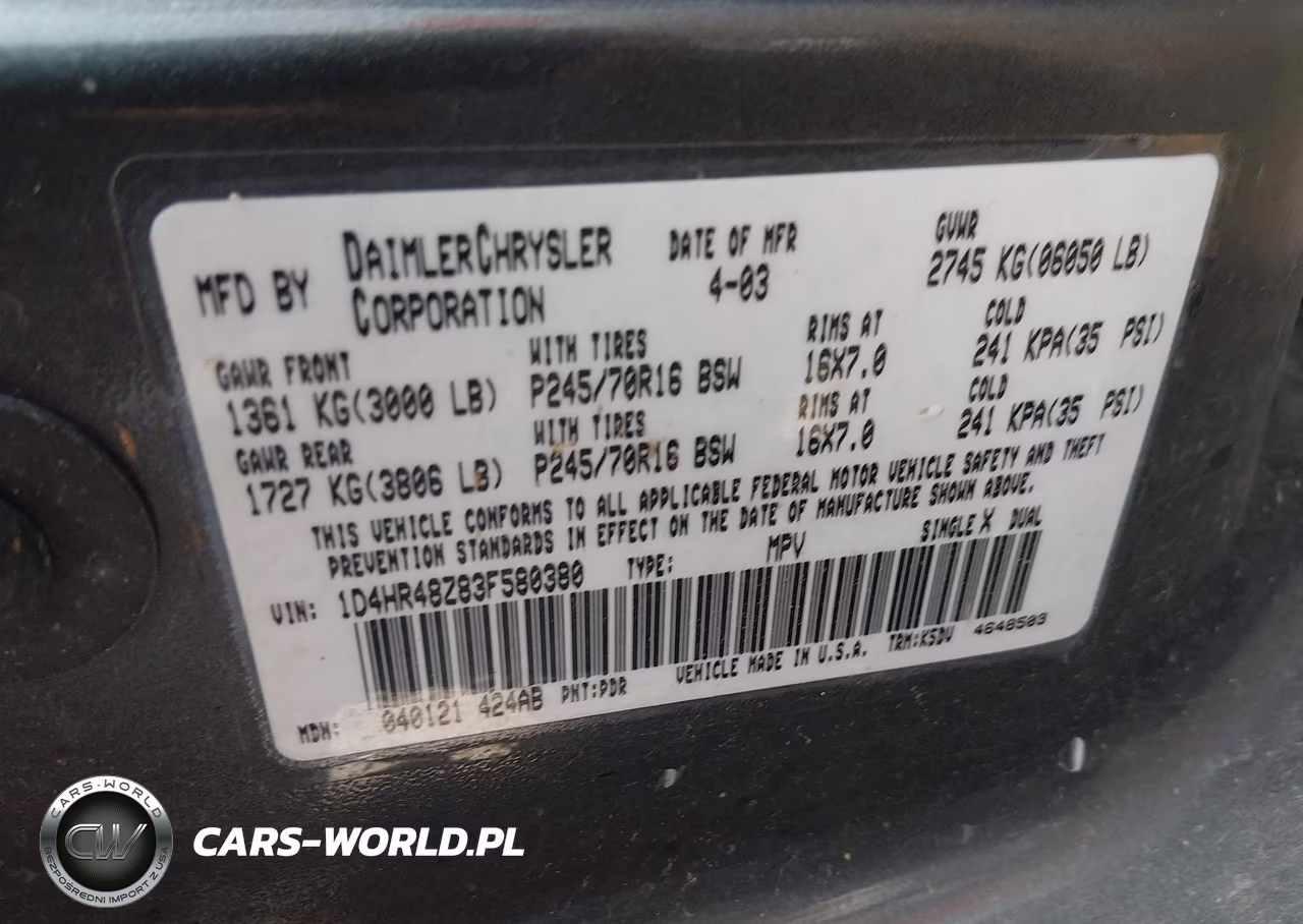 2003 Dodge Durango Slt VIN:1D4HR48Z83F580380 - 9