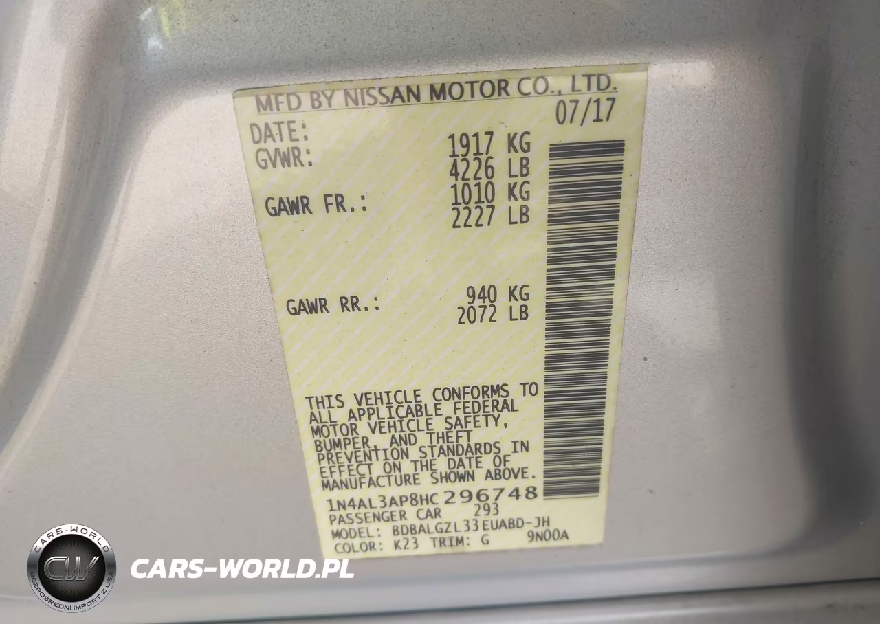 2017 Nissan Altima 2.5 S VIN:1N4AL3AP8HC296748 - 9