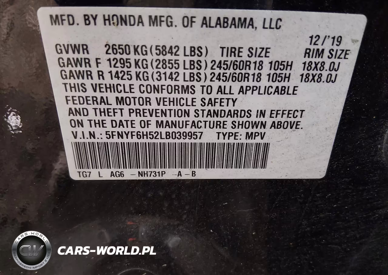 2020 Honda Piloto Awd Ex-L VIN:5FNYF6H52LB039957 - 8