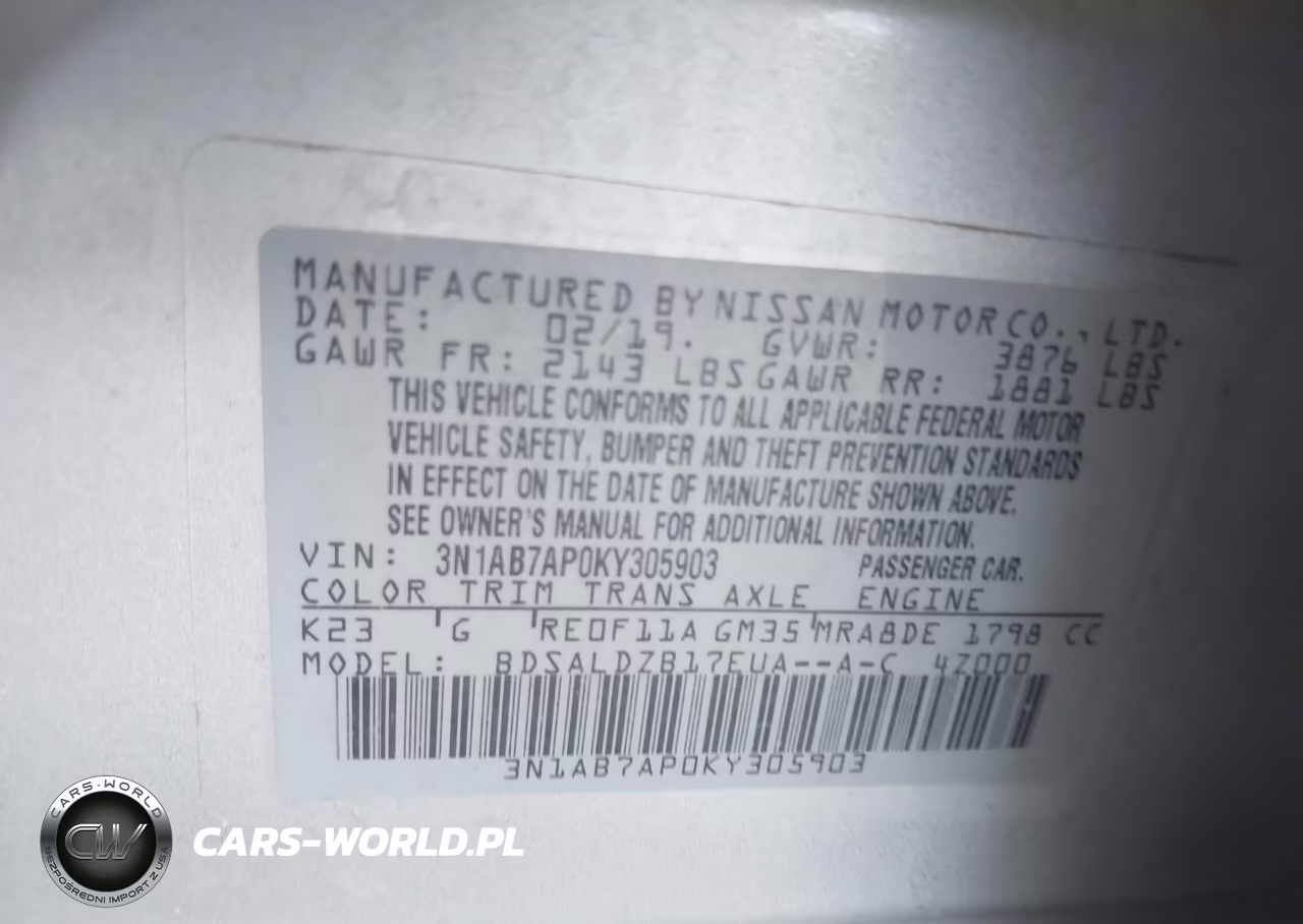 2019 Nissan Sentra Sv VIN:3N1AB7AP0KY305903 - 9