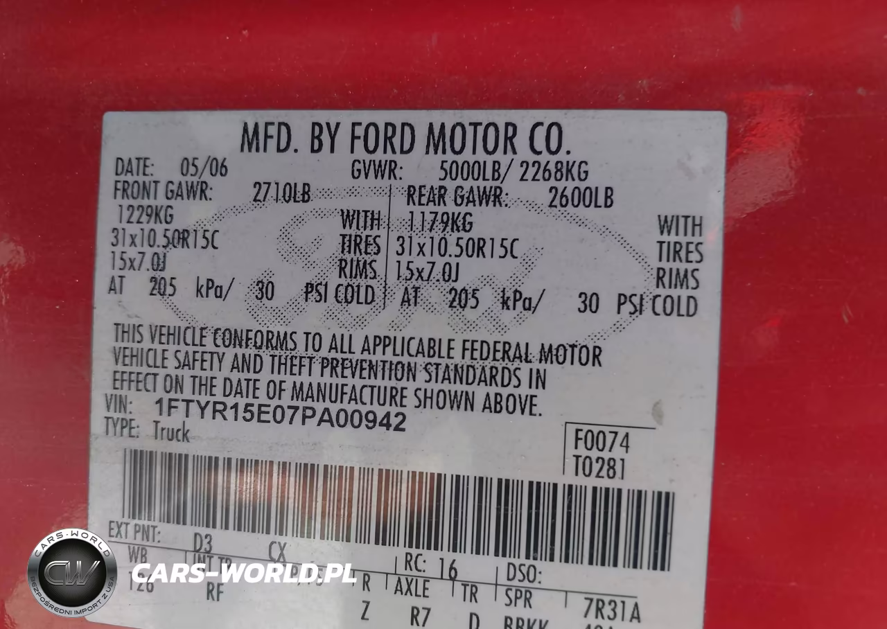 2007 Ford Ranger Fx4 Off-Road-Sport-Xl-Xlt VIN:1FTYR15E07PA00942 - 9