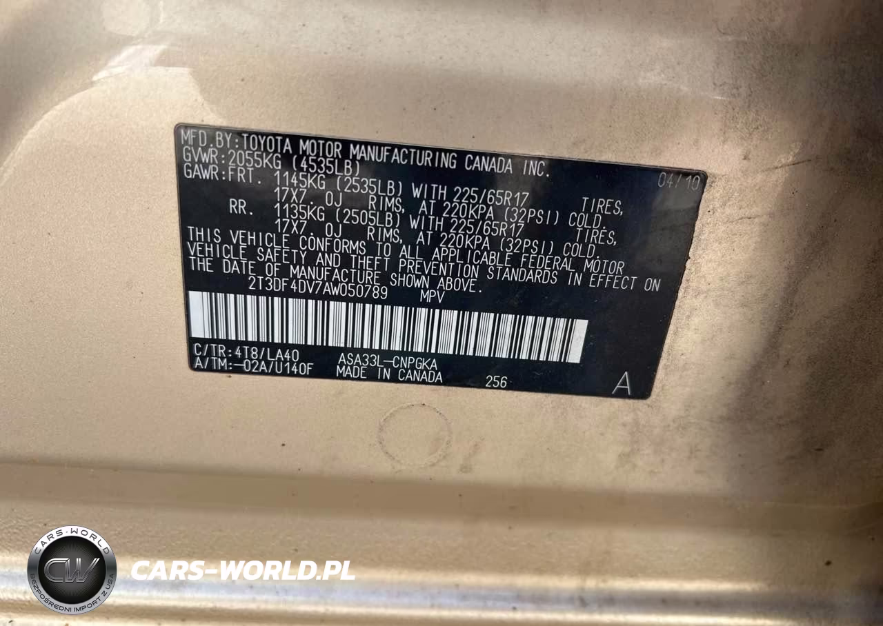 2010 Toyota Rav4 Limited VIN:2T3DF4DV7AW050789 - 9