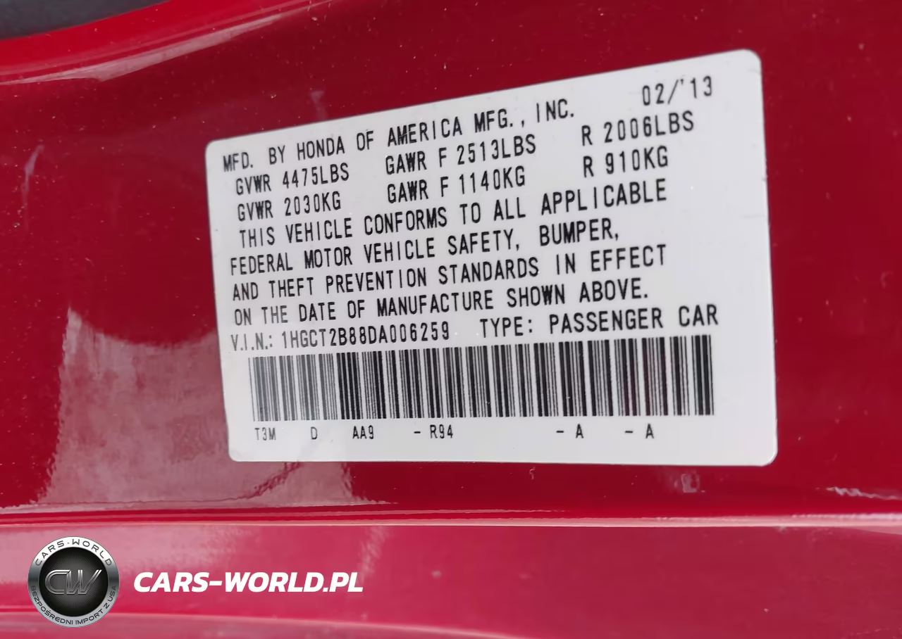 2013 Honda Accord Ex-L V-6 VIN:1HGCT2B88DA006259 - 9