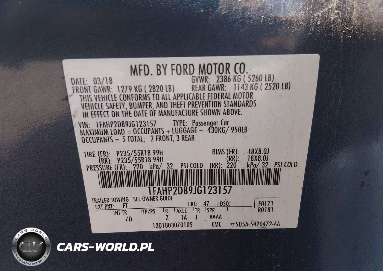 2018 Ford Taurus Se VIN:1FAHP2D89JG123157 - 9