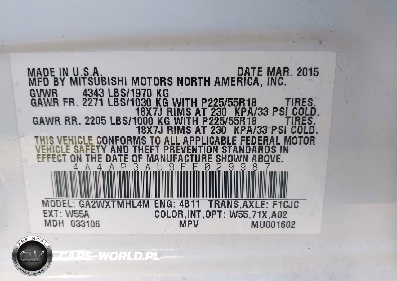 2015 Mitsubishi Outlander Sport Es VIN:4A4AP3AU9FE029987 - 9