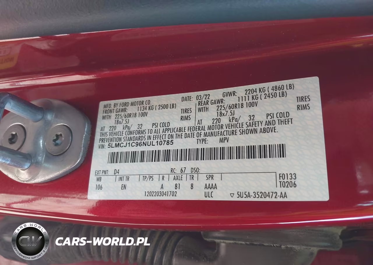 2022 Lincoln Corsario Standard VIN:5LMCJ1C96NUL10785 - 9