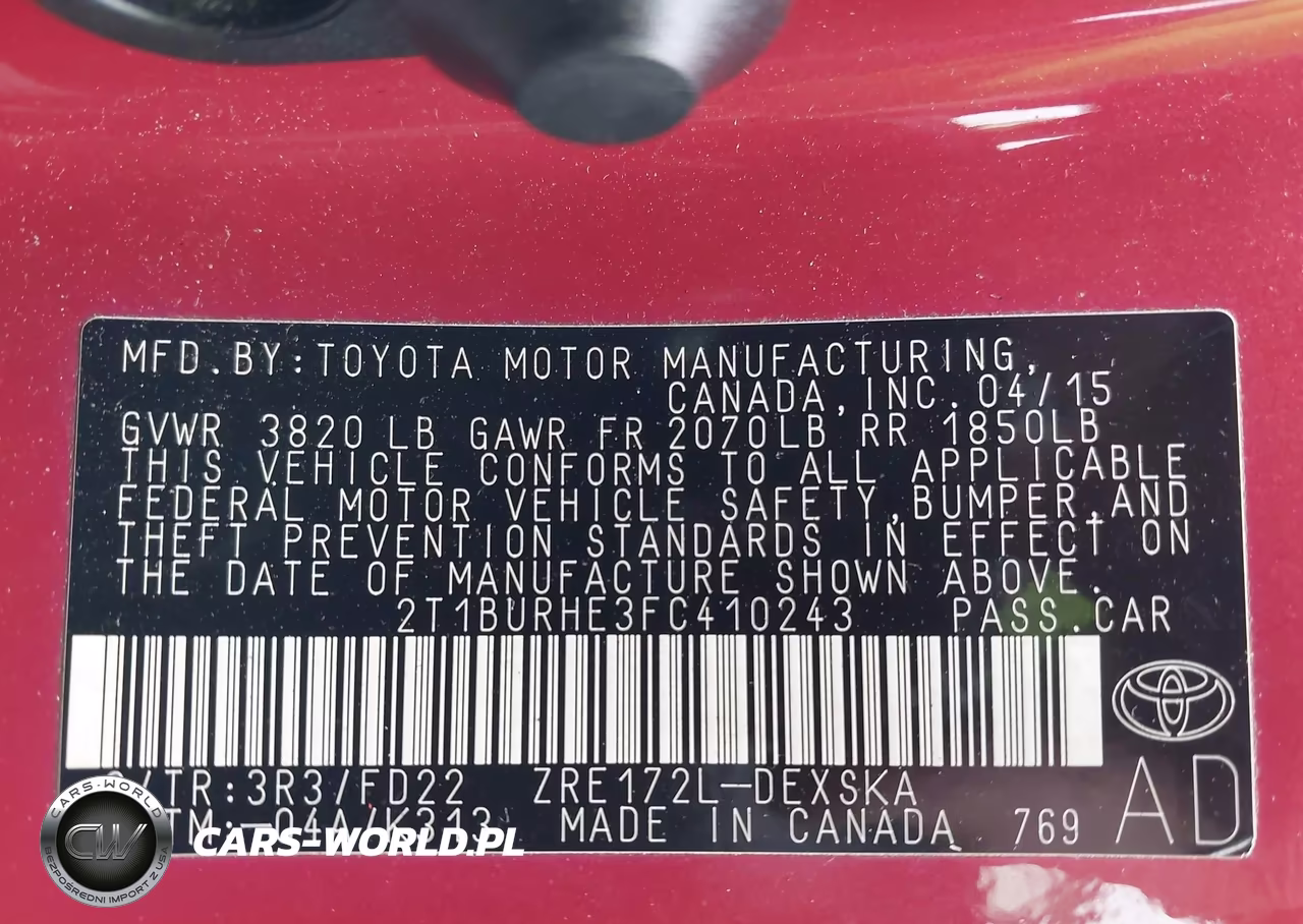 2015 Toyota Corolla S Plus VIN:2T1BURHE3FC410243 - 9