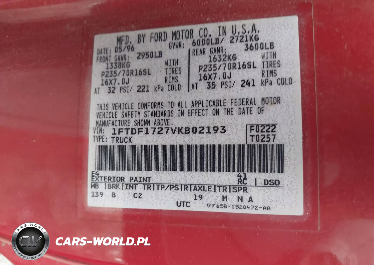 1997 Ford F-150 Standard-Xl-Xlt VIN:1FTDF1727VKB02193 - 9