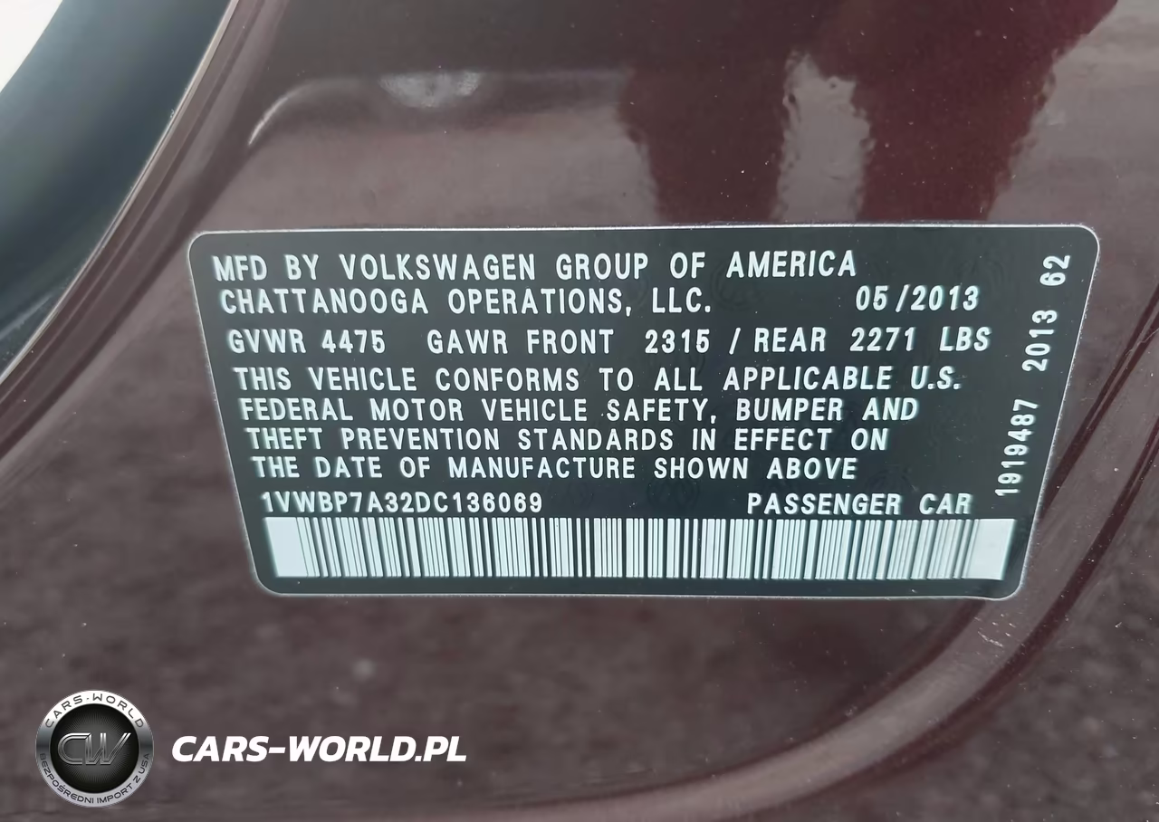 2013 Volkswagen Passat 2.5L Se VIN:1VWBP7A32DC136069 - 9