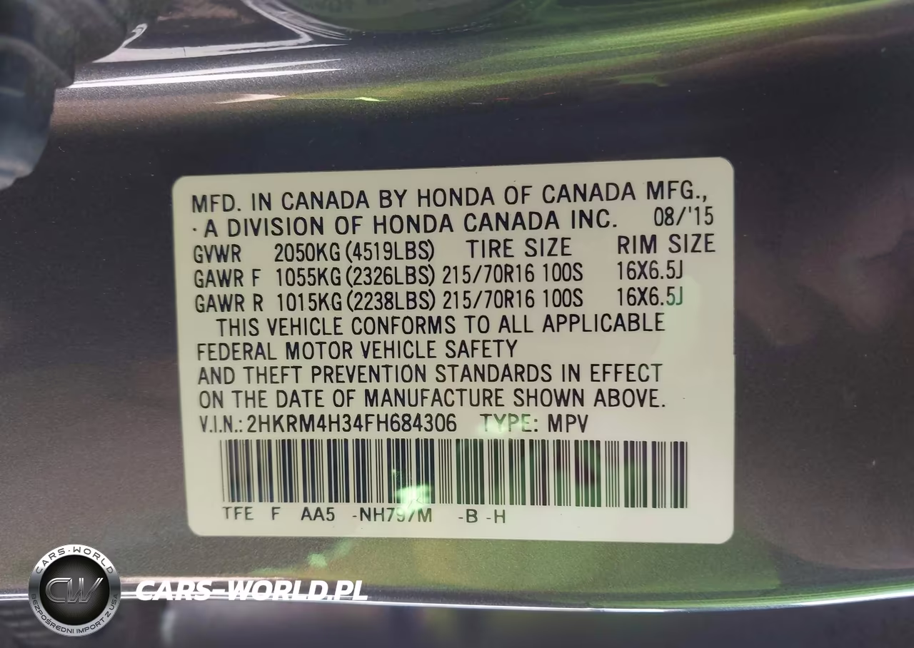 2015 Honda Cr-V Lx VIN:2HKRM4H34FH684306 - 9
