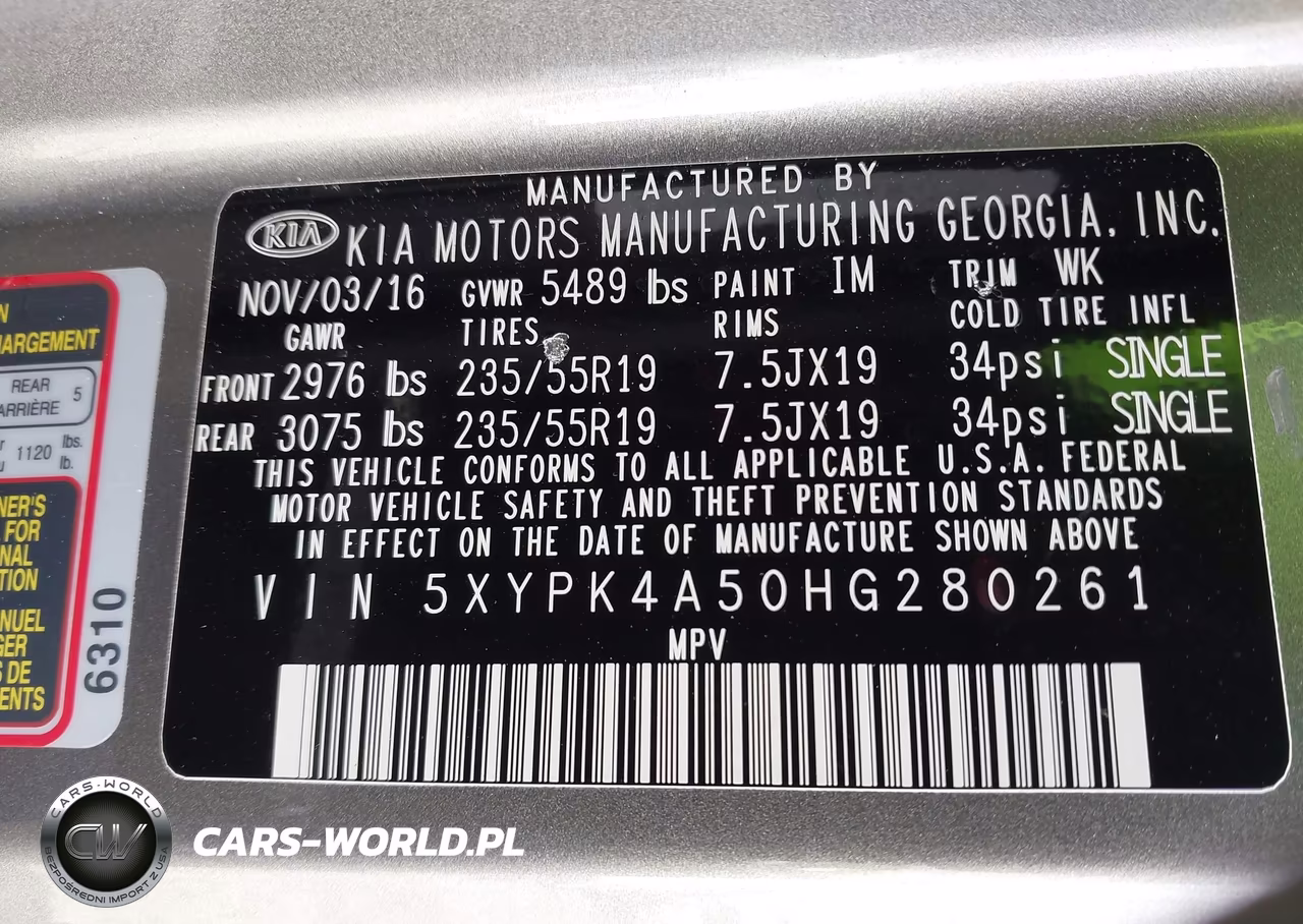 2017 Kia Sorento 3.3L Sxl VIN:5XYPK4A50HG280261 - 9