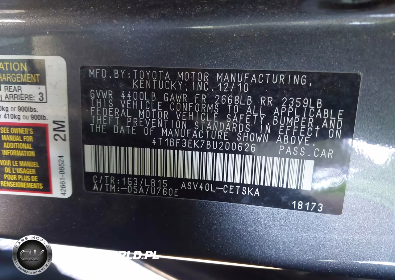 2011 Toyota Camry Se VIN:4T1BF3EK7BU200626 - 9