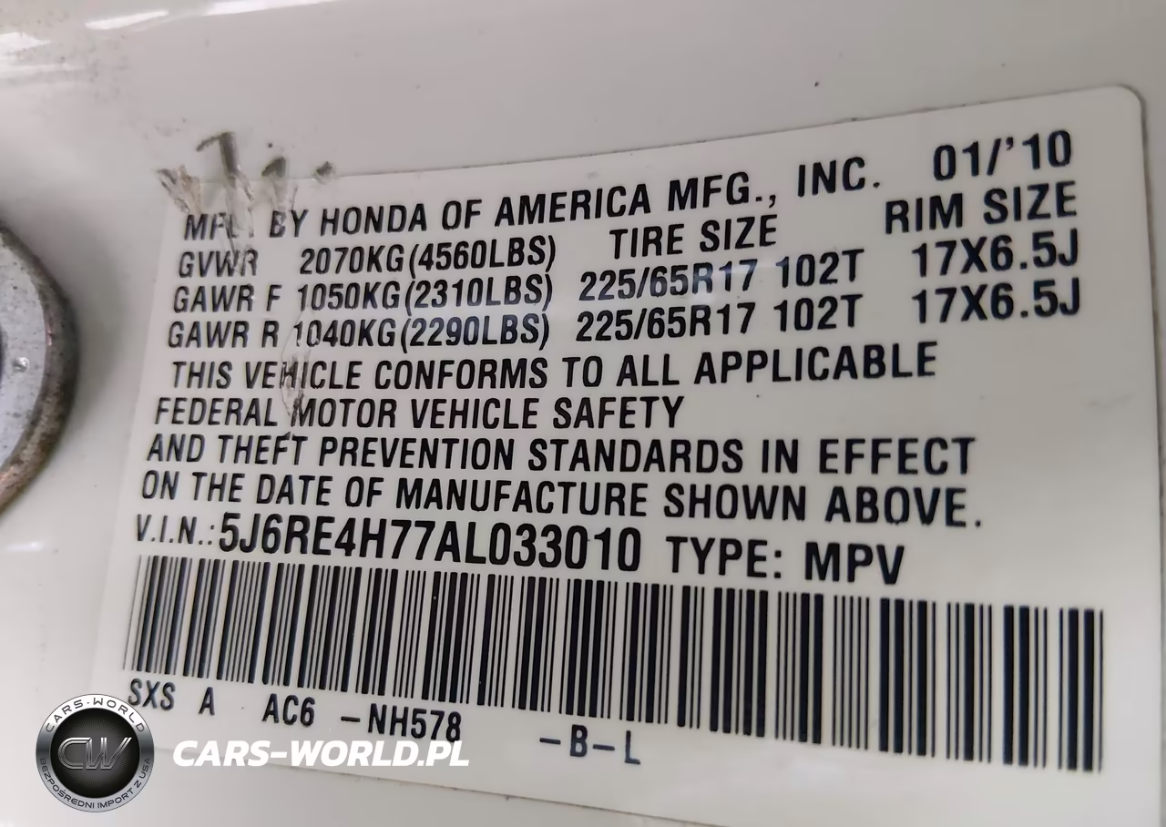 2010 Honda Cr-V Ex-L VIN:5J6RE4H77AL033010 - 9