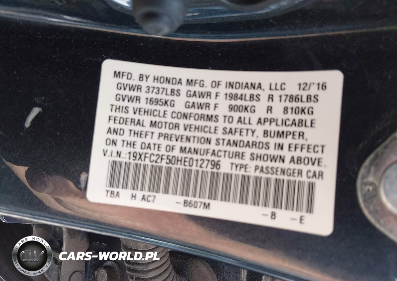 2017 Honda Civic Lx VIN:19XFC2F50HE012796 - 9