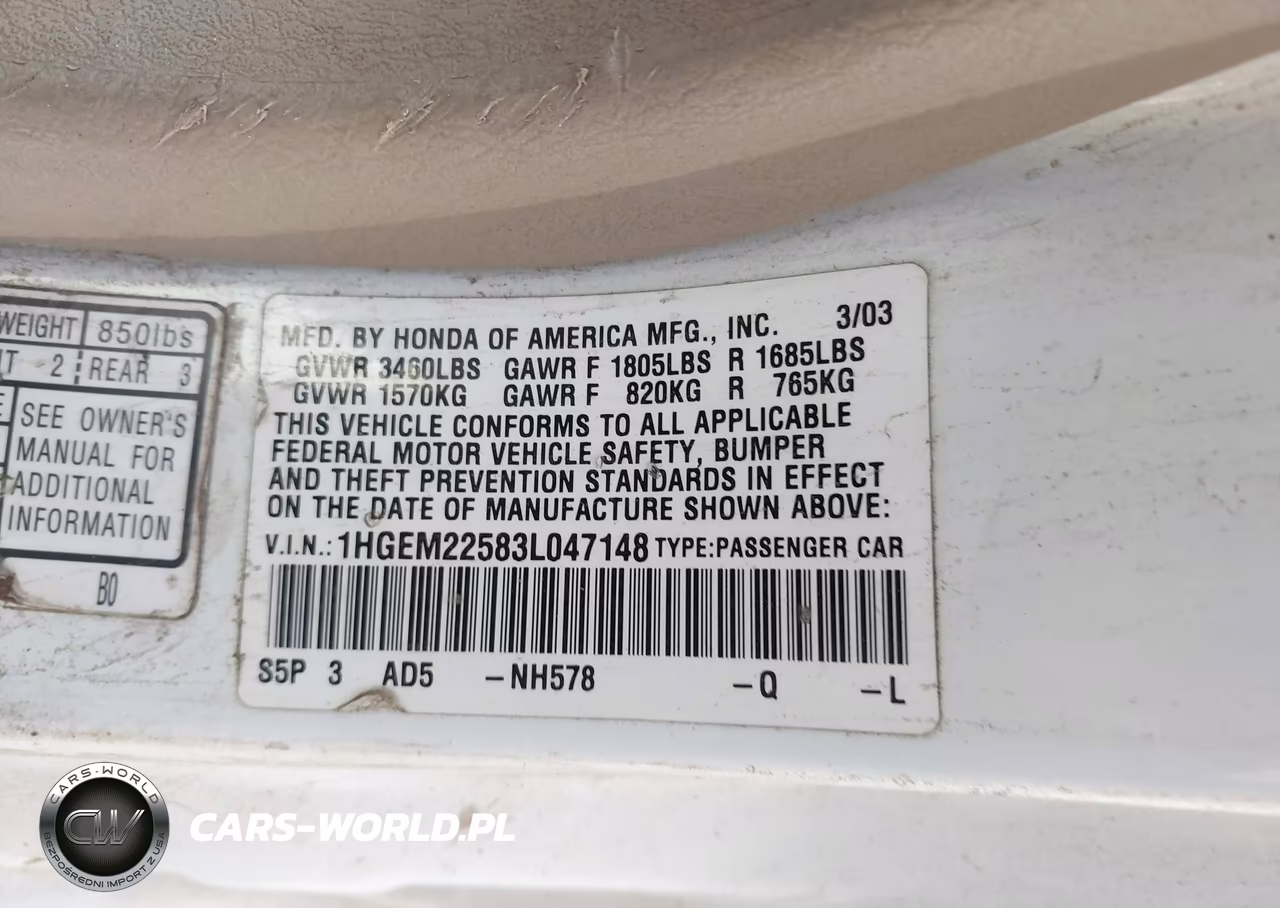 2003 Honda Civic Lx VIN:1HGEM22583L047148 - 9